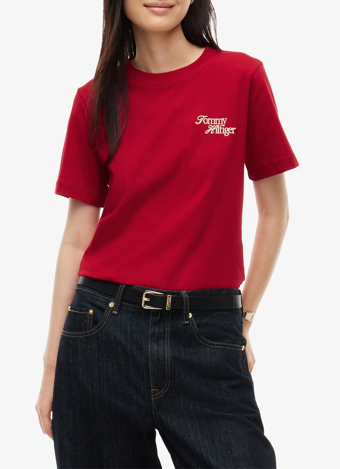 Tommy Hilfiger T-shirt met logo - detail rood