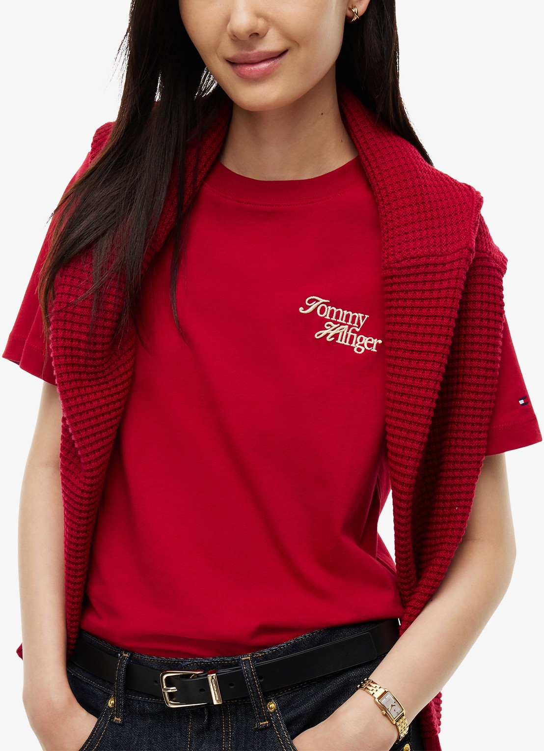 Tommy Hilfiger T-shirt met logo - detail 2 rood