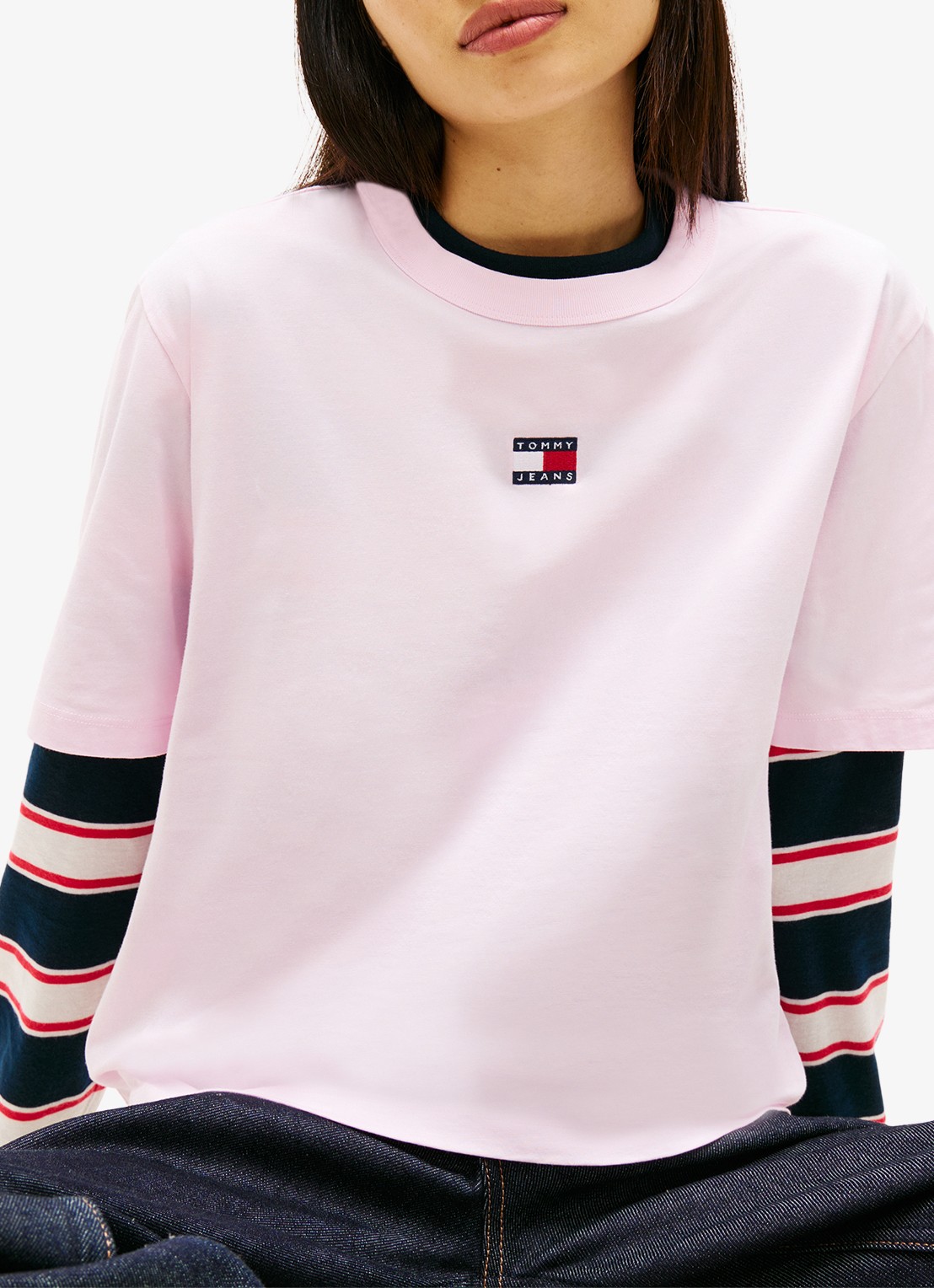 Tommy Hilfiger T-shirt met logo - detail 4 lichtroze