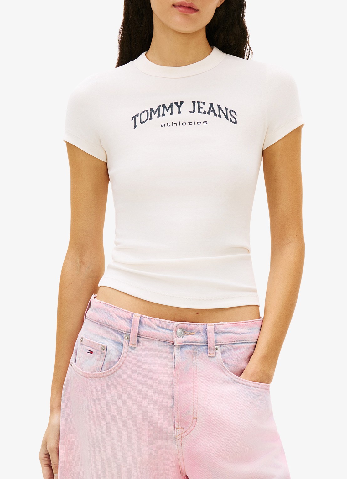 Tommy Hilfiger T-shirt met logo - detail gebroken wit