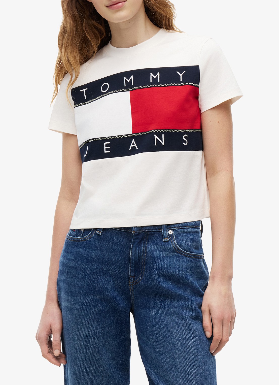Tommy Hilfiger T-shirt met logo - detail 4 gebroken wit