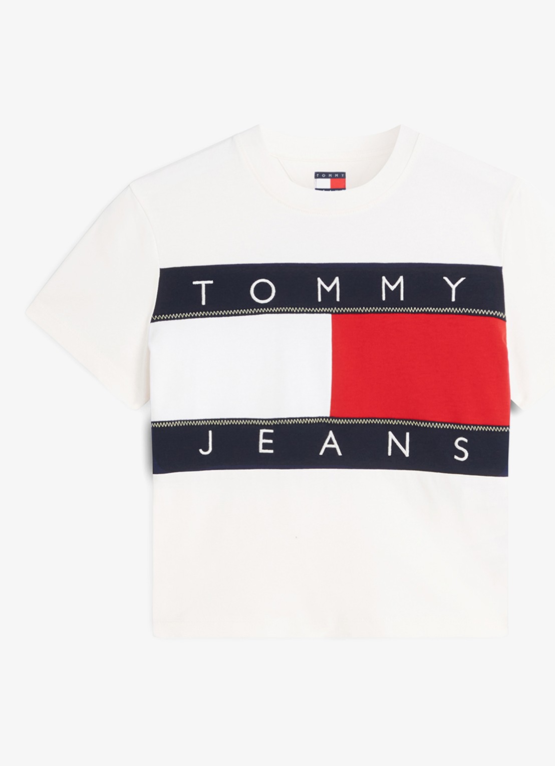 Tommy Hilfiger T-shirt met logo - voorkant 2 gebroken wit