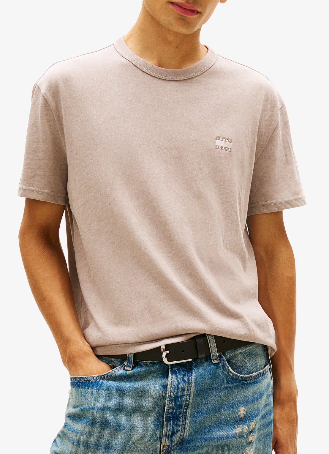 Tommy Hilfiger T-shirt met logo - detail beige