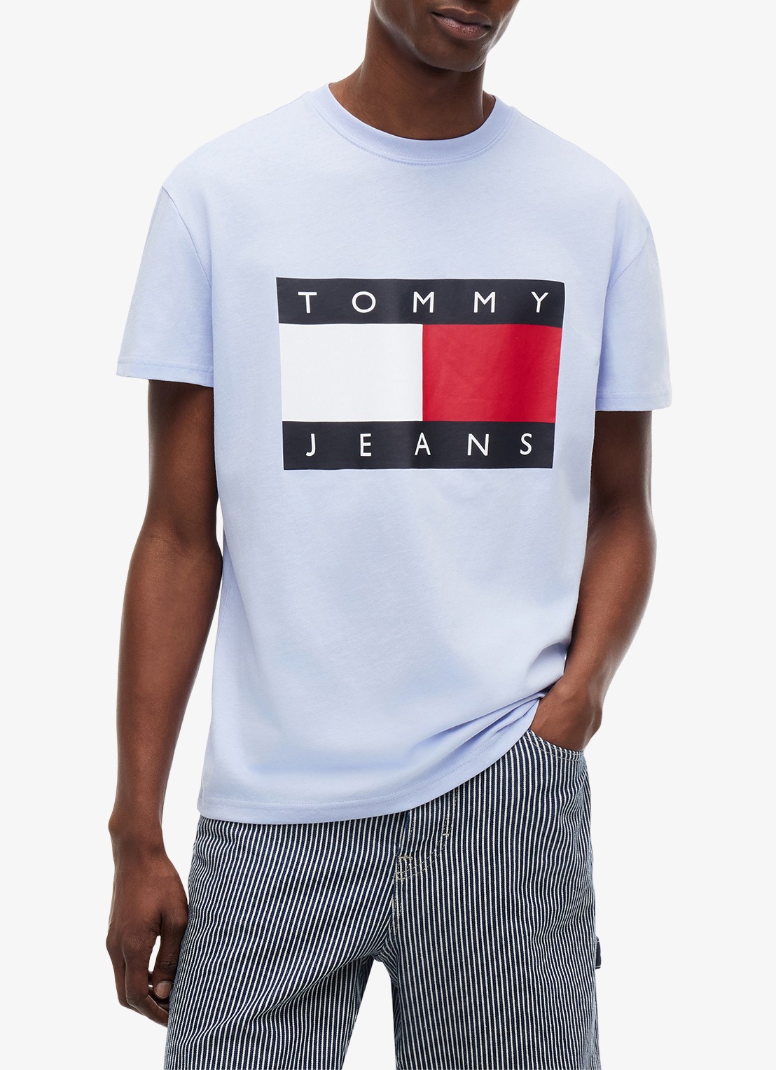 Tommy Hilfiger T-shirt met logo - detail 4 lichtblauw
