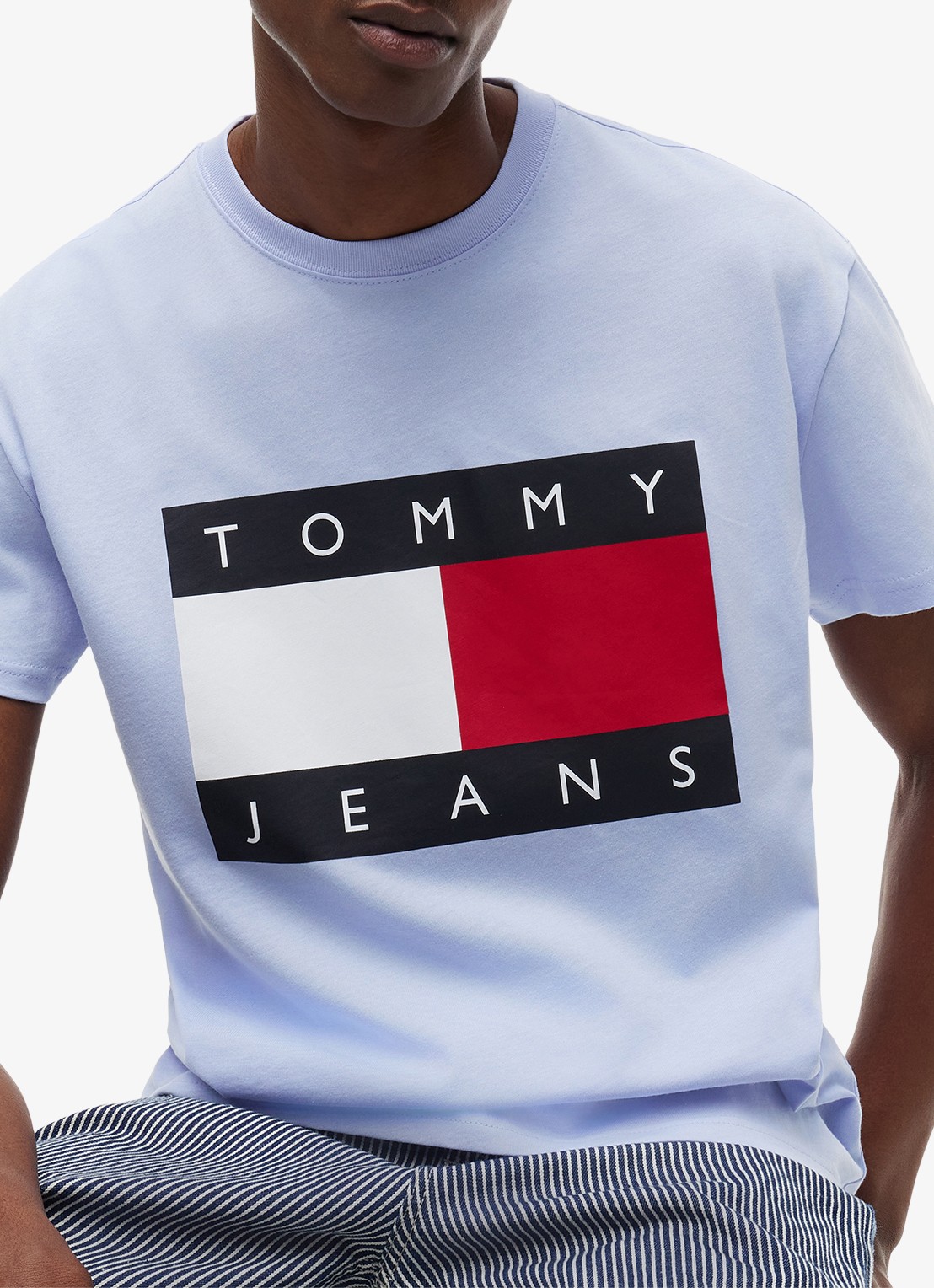 Tommy Hilfiger T-shirt met logo - detail 5 lichtblauw