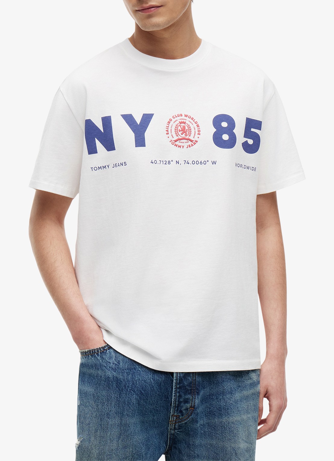 Tommy Hilfiger T-shirt met logo - detail 2 ecru-ybl