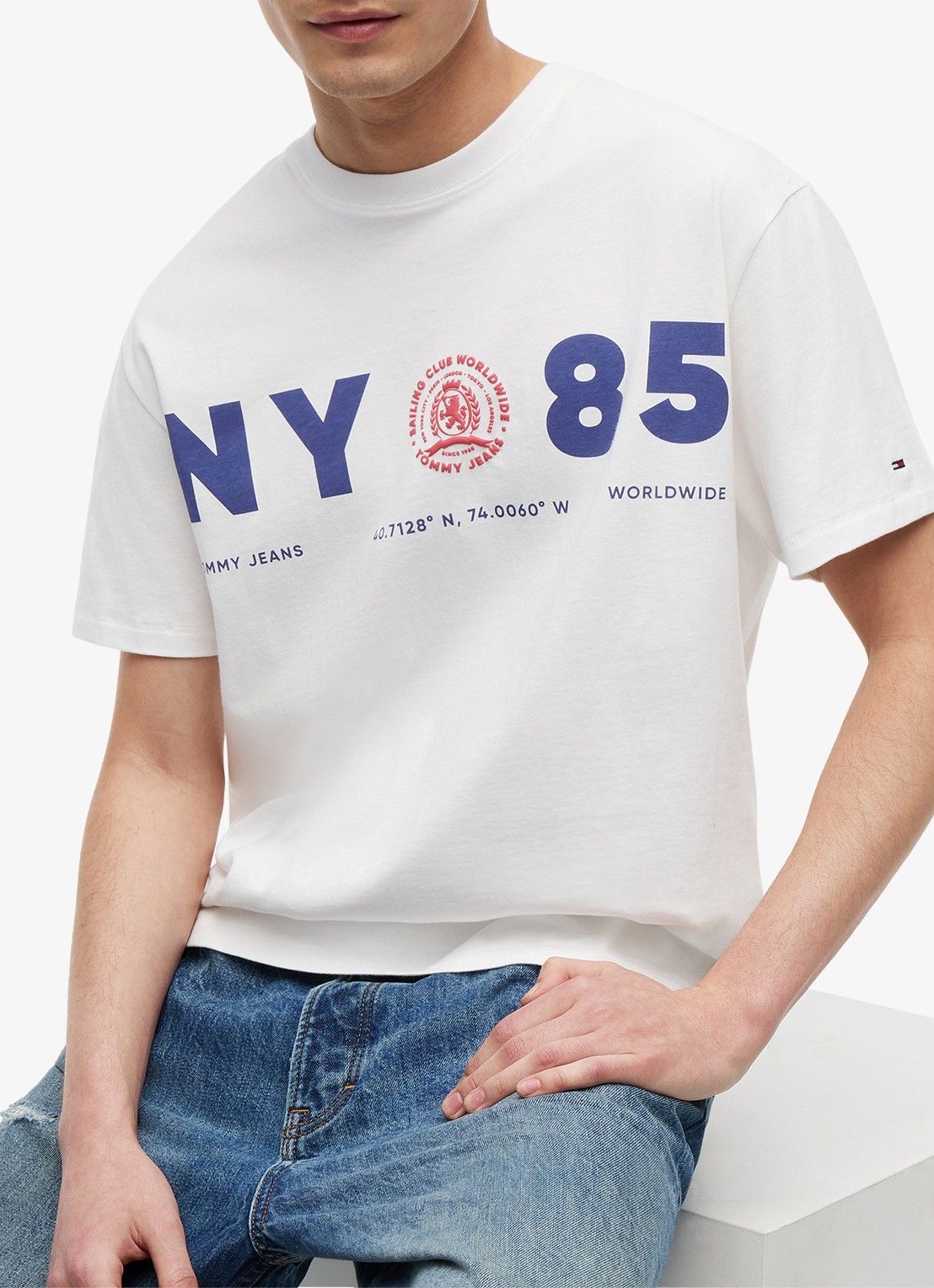 Tommy Hilfiger T-shirt met logo - detail 3 ecru-ybl