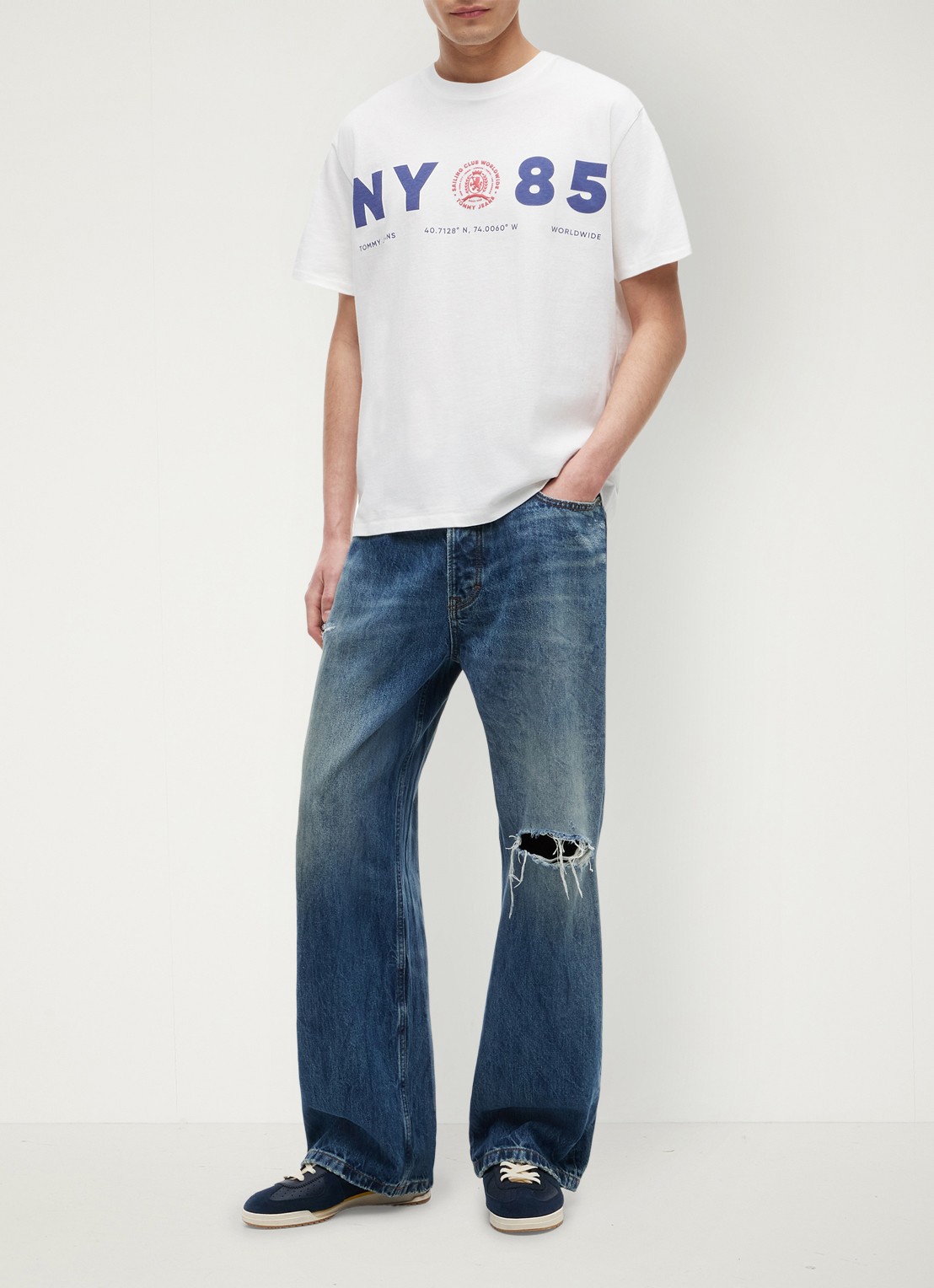 Tommy Hilfiger T-shirt met logo - voorkant 5 ecru-ybl
