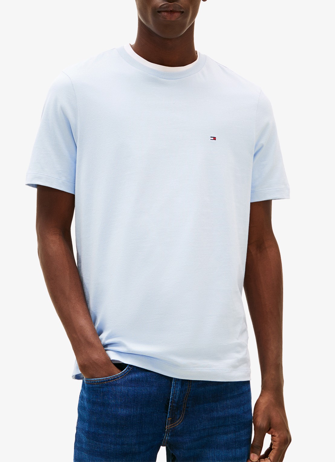 Tommy Hilfiger T-shirt met logo - detail 2 lichtblauw