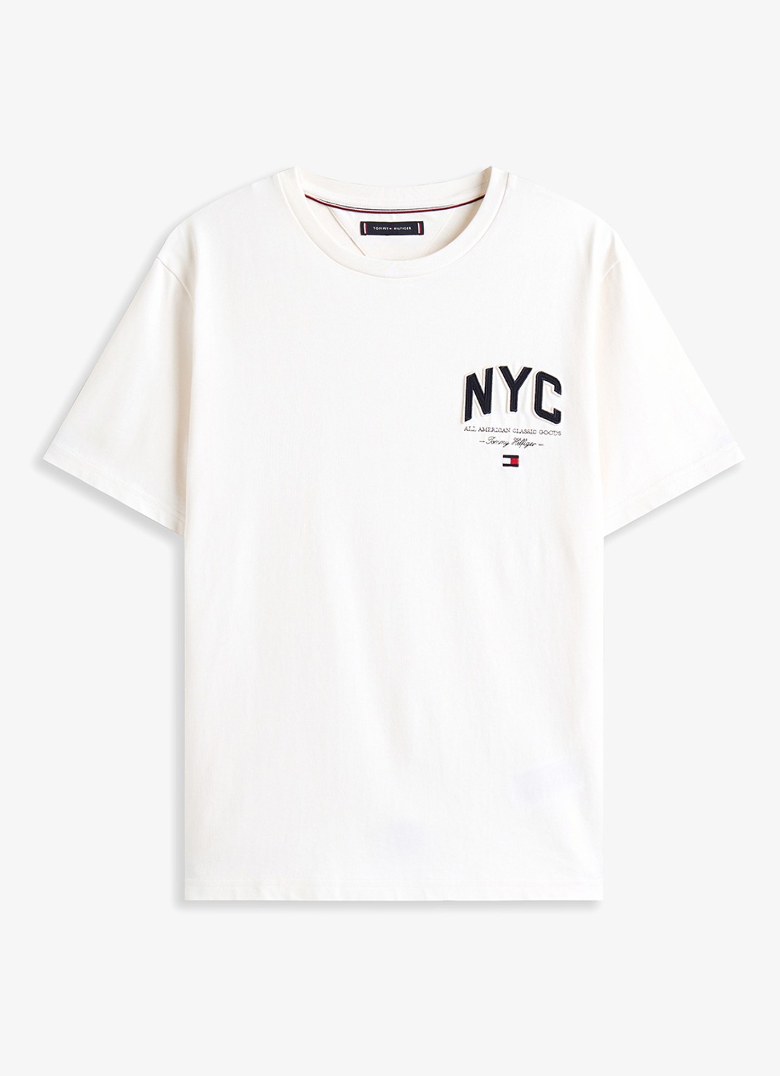 Tommy Hilfiger T-shirt met logo - voorkant 3 gebroken wit