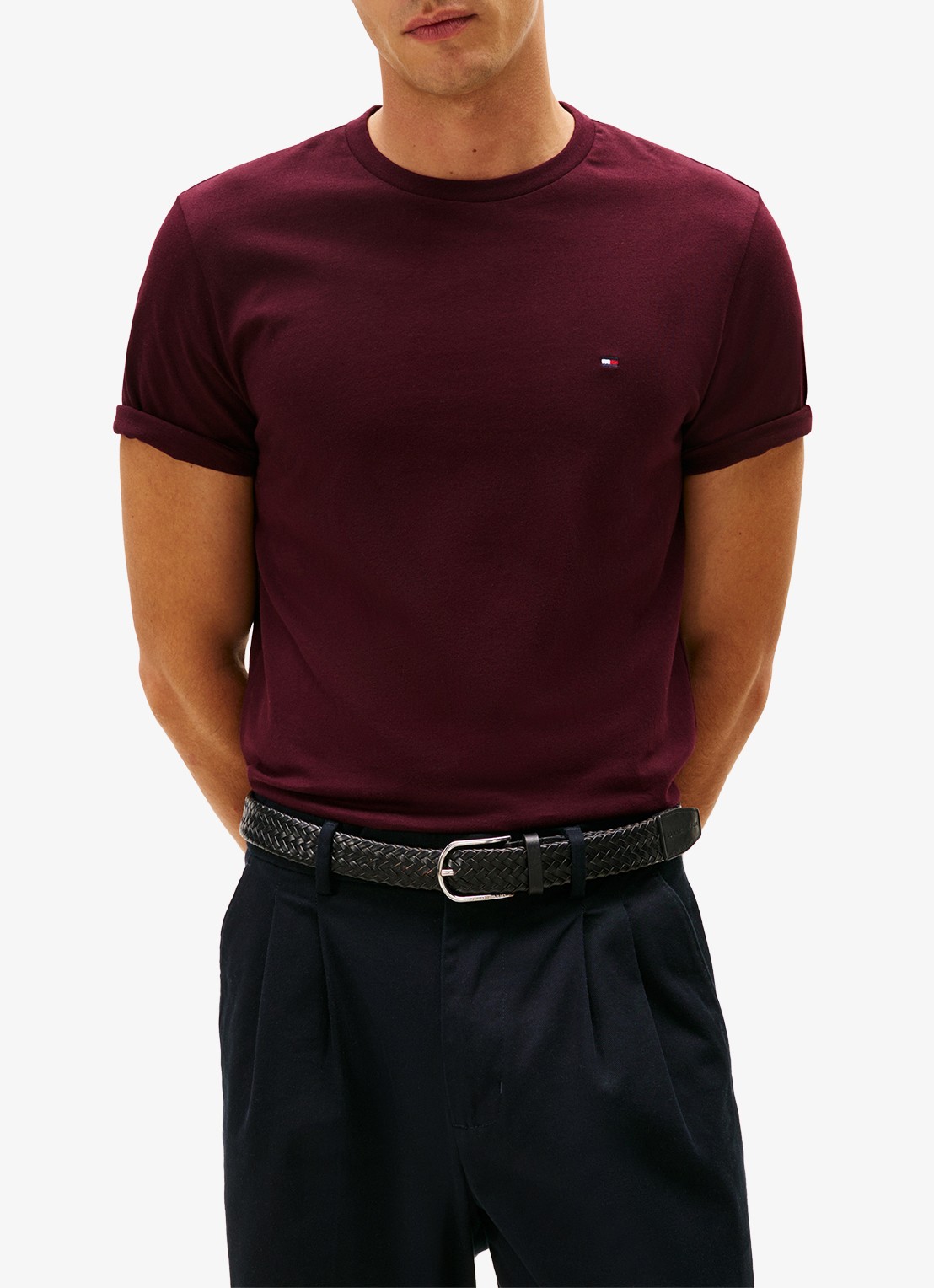 Tommy Hilfiger T-shirt met logo - detail 4 bordeauxrood
