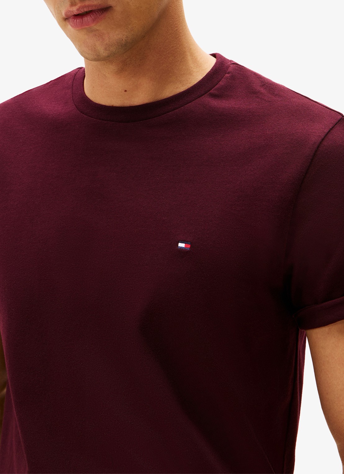 Tommy Hilfiger T-shirt met logo - detail 5 bordeauxrood