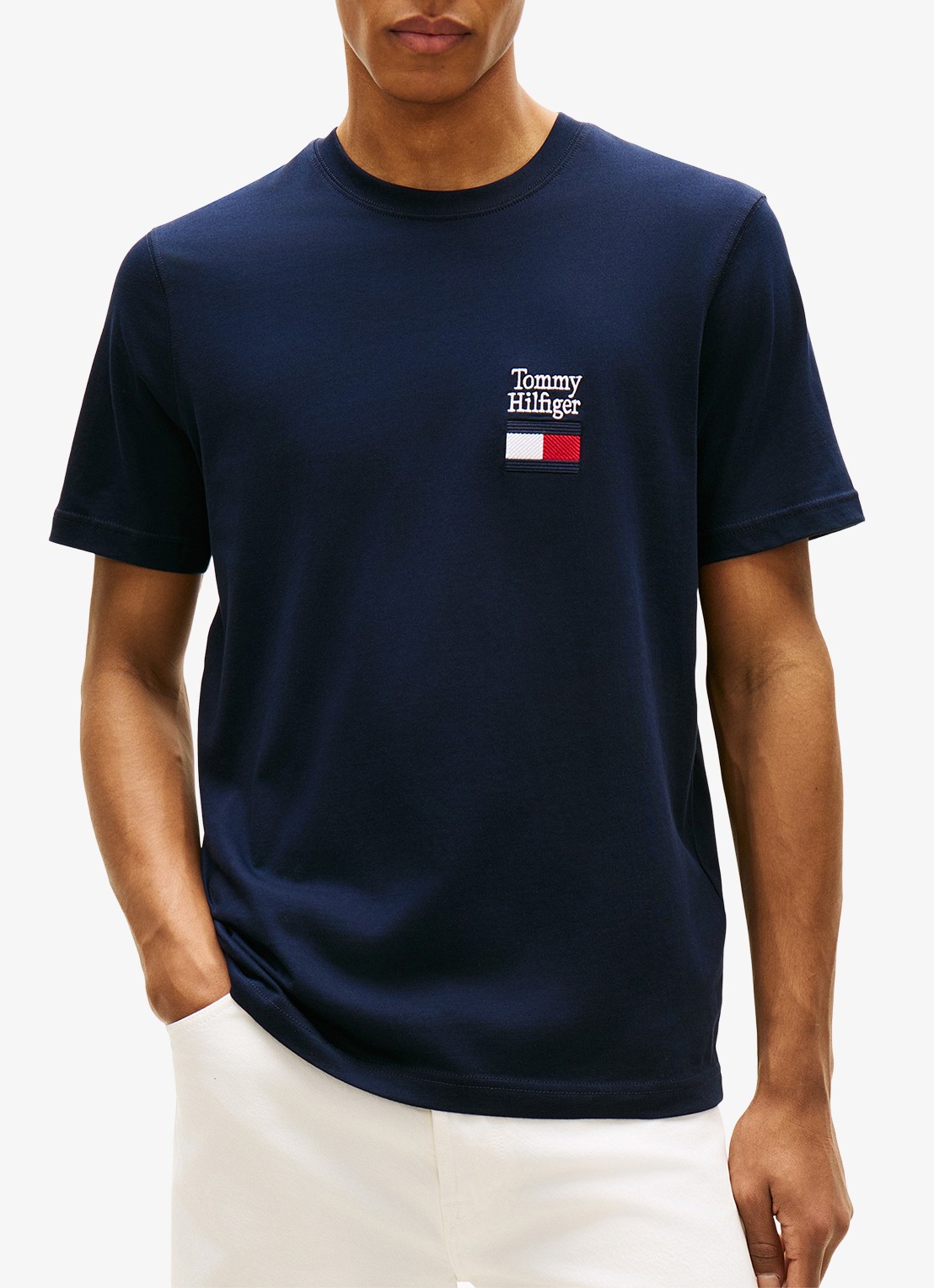 Tommy Hilfiger T-shirt met logo - detail 3 donkerblauw