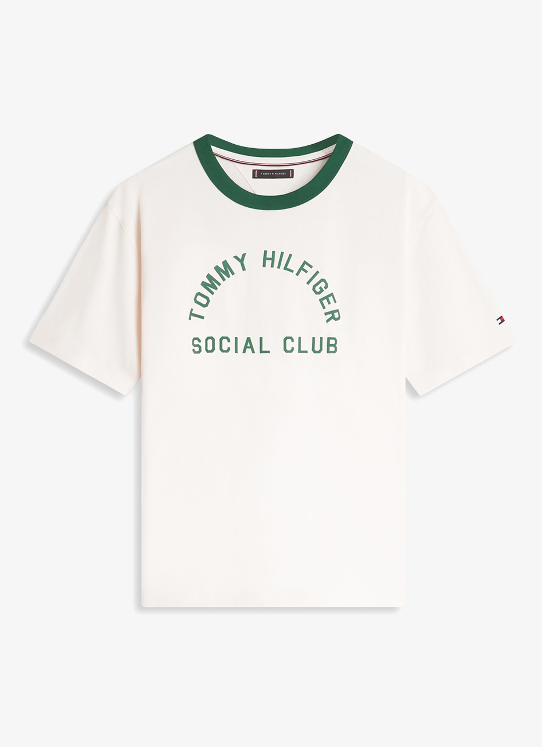 Tommy Hilfiger T-shirt met logo - voorkant beige