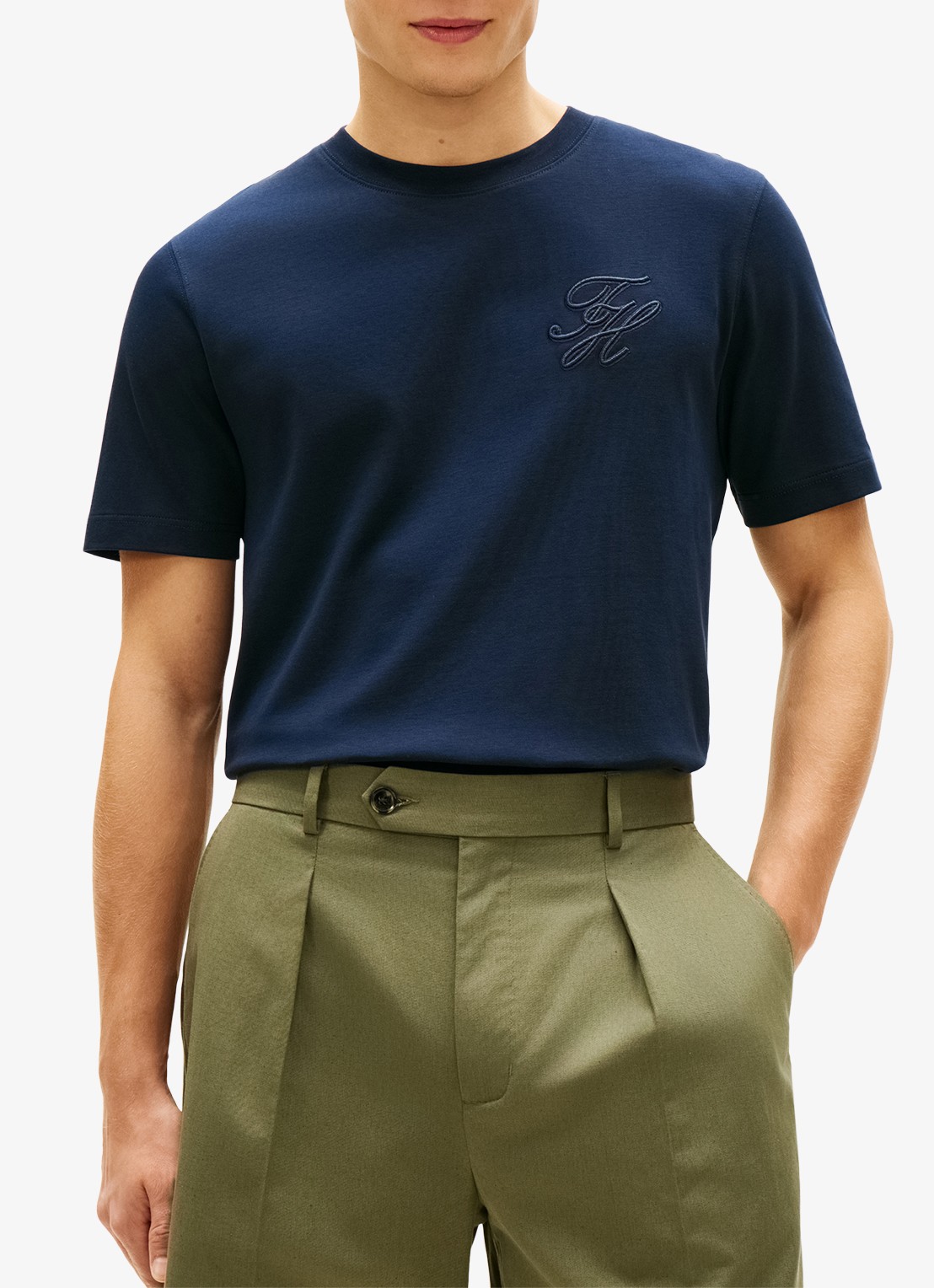 Tommy Hilfiger T-shirt met logo - detail 3 donkerblauw