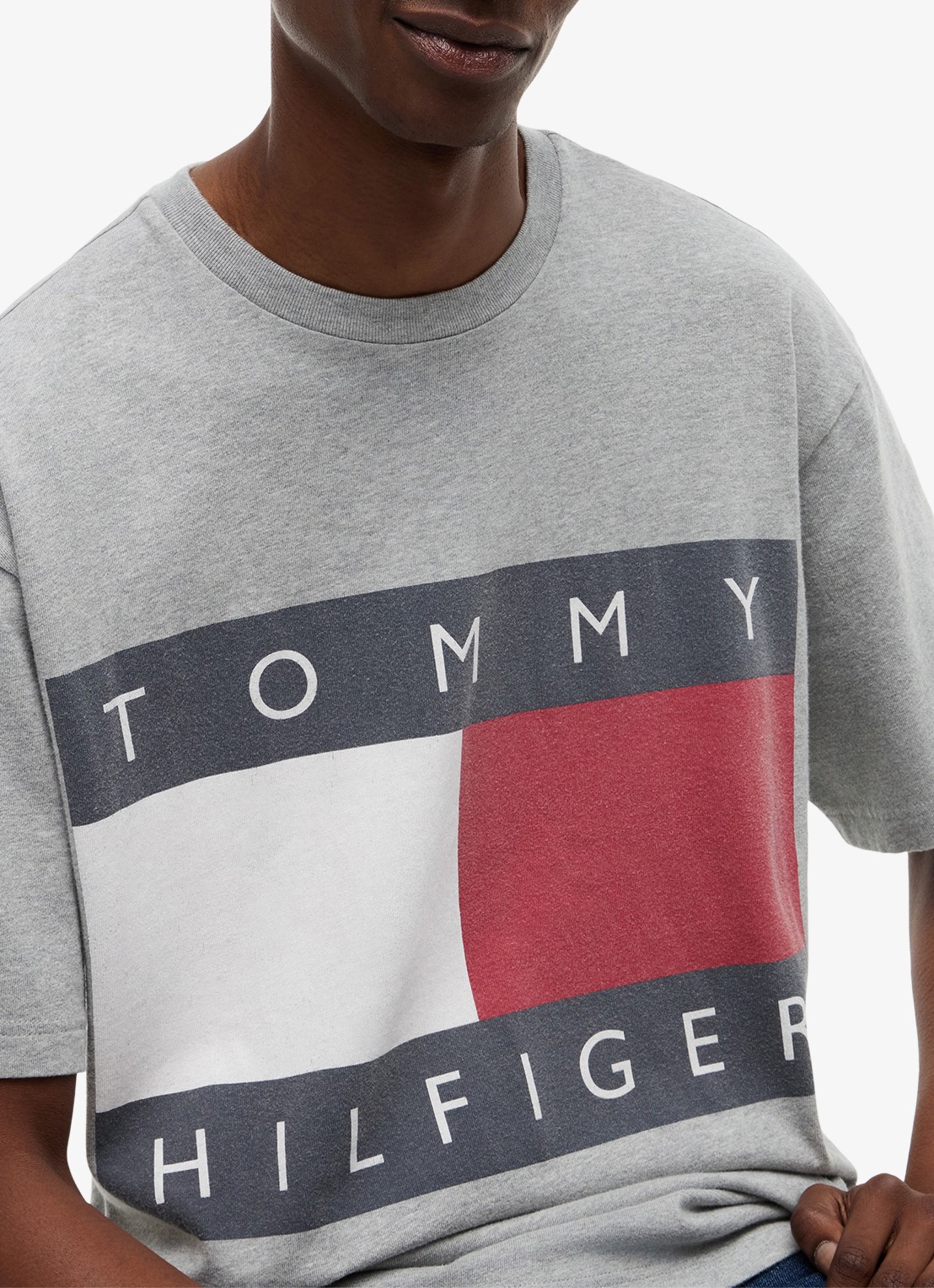 Tommy Hilfiger T-shirt met logo - detail 2 lichtgrijs