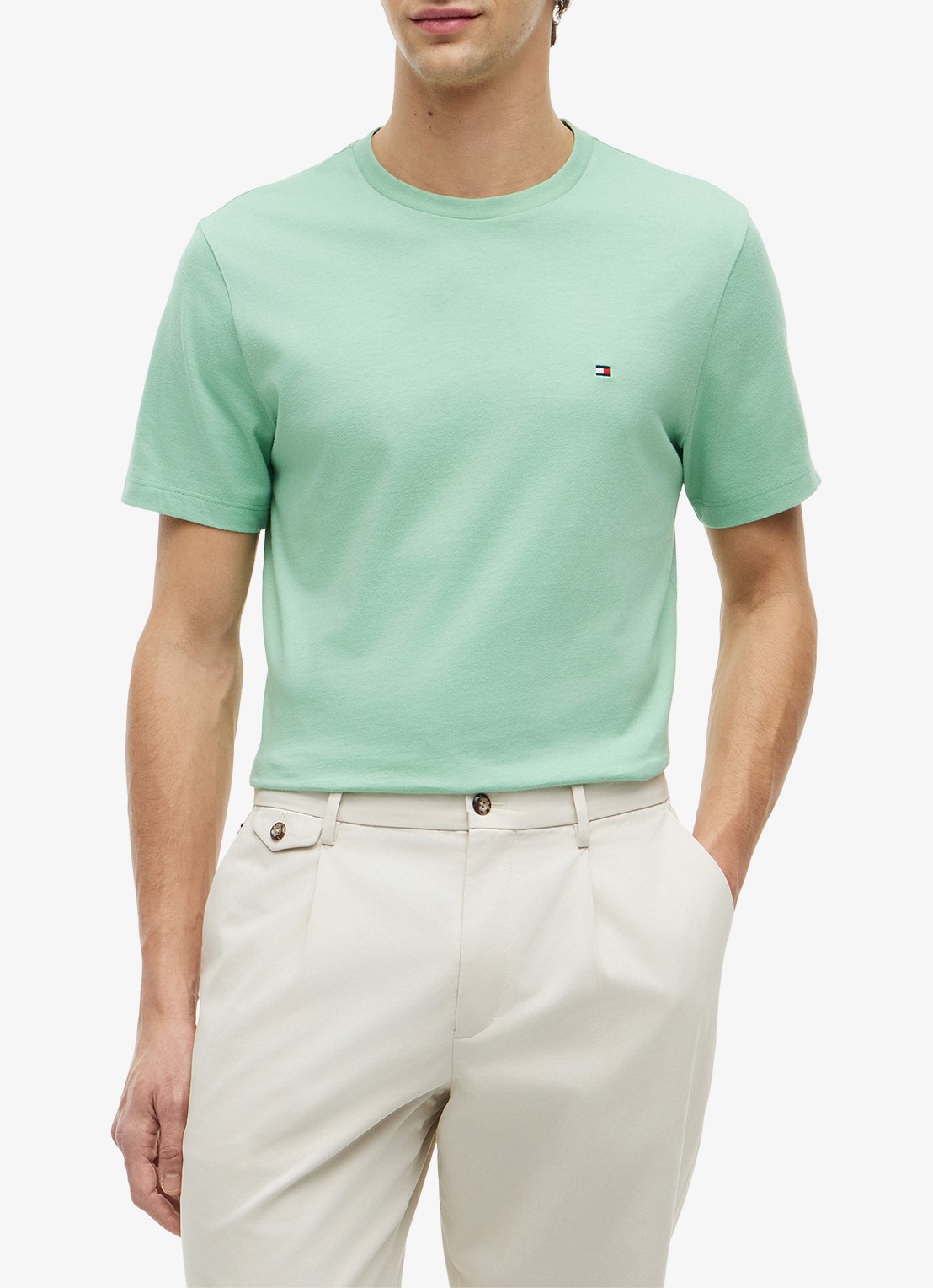 Tommy Hilfiger T-shirt met logo - detail 4 cut grass-l1a / groen