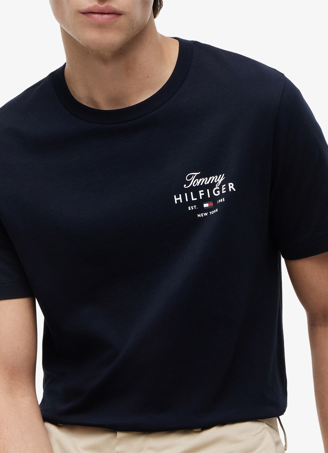 Tommy Hilfiger T-shirt met logo - detail 5 donkerblauw
