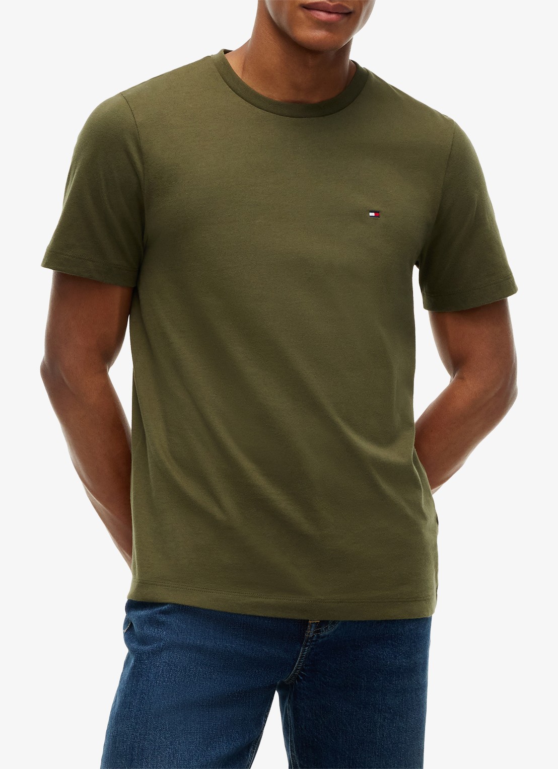 Tommy Hilfiger T-shirt met logo - detail huntsman green-mt1 / groen