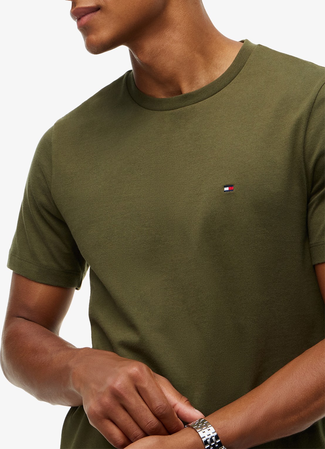 Tommy Hilfiger T-shirt met logo - detail 2 huntsman green-mt1 / groen