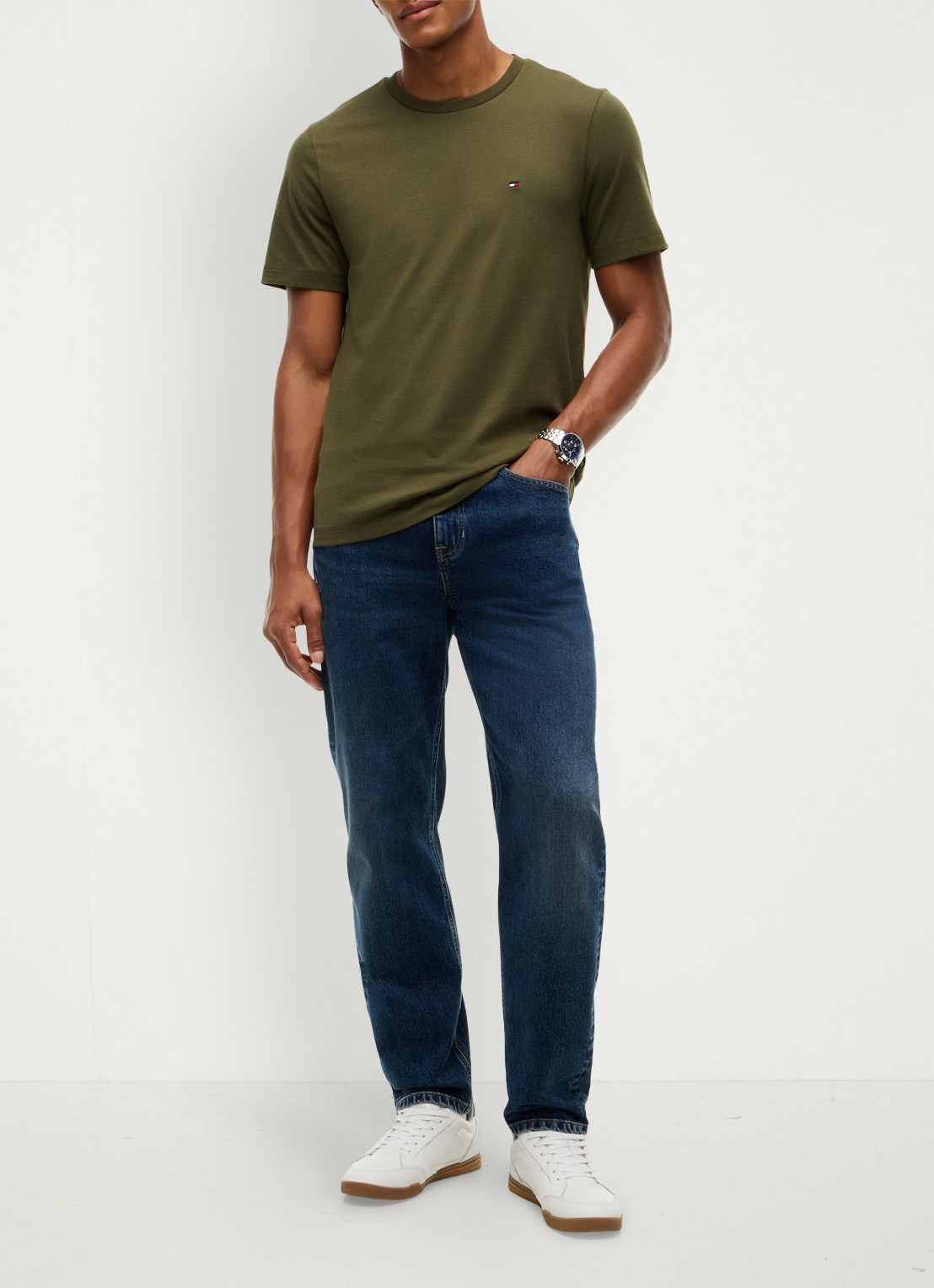 Tommy Hilfiger T-shirt met logo - voorkant 5 huntsman green-mt1 / groen