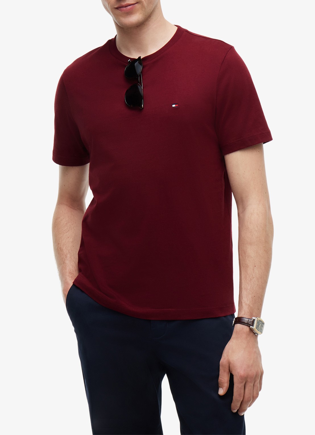 Tommy Hilfiger T-shirt met logo - detail 4 burgundy-vlp / rood