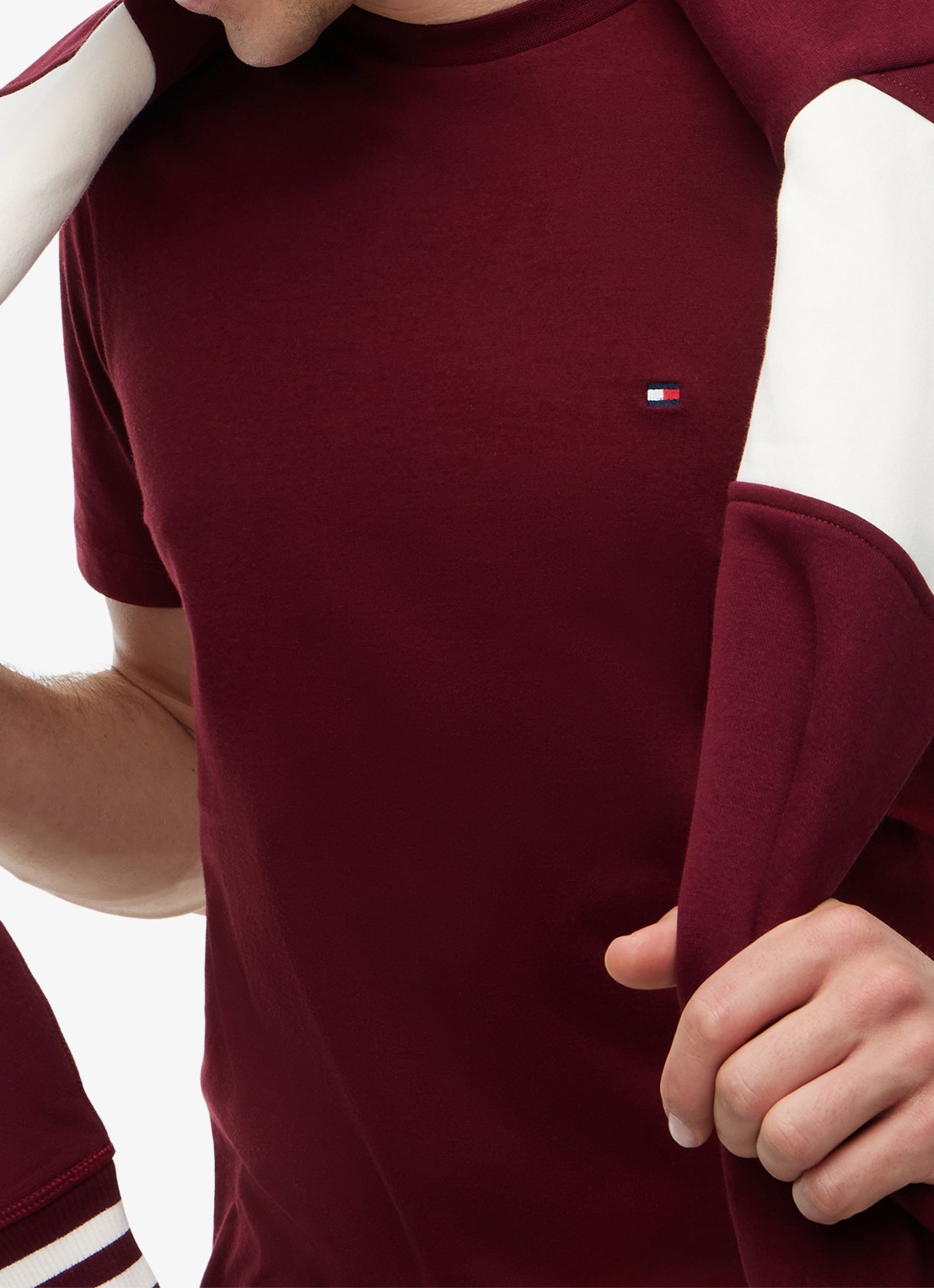 Tommy Hilfiger T-shirt met logo - detail 5 burgundy-vlp / rood