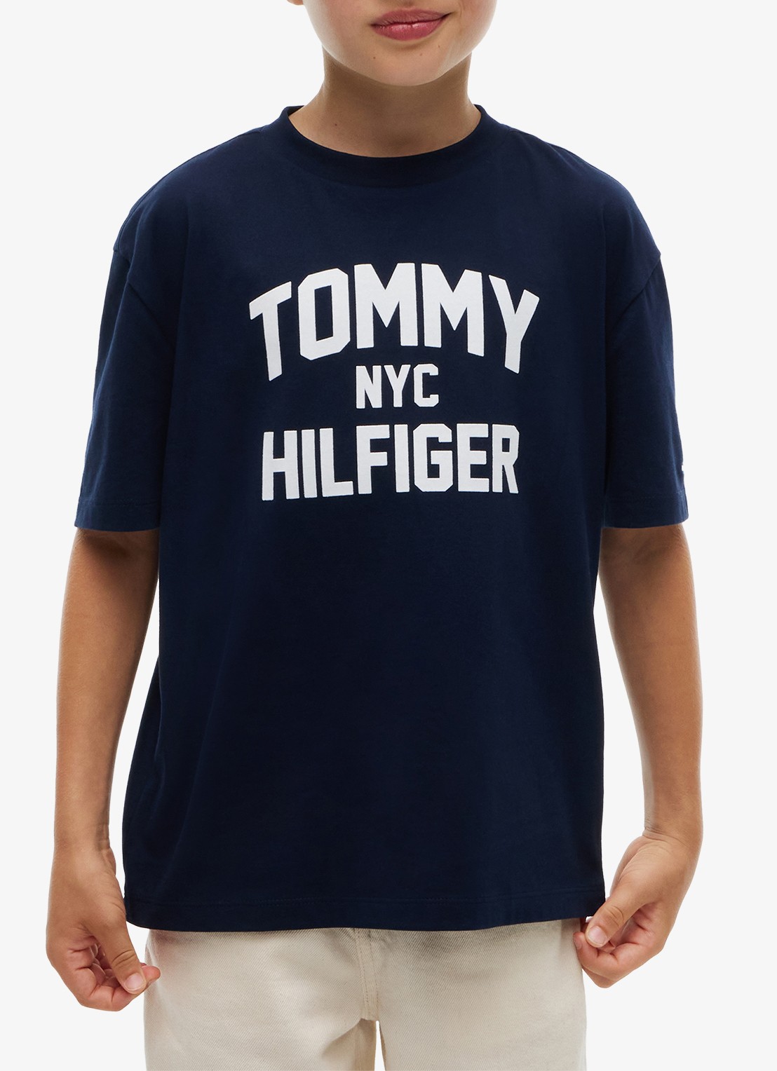 Tommy Hilfiger T-shirt met logo  - detail 4 donkerblauw