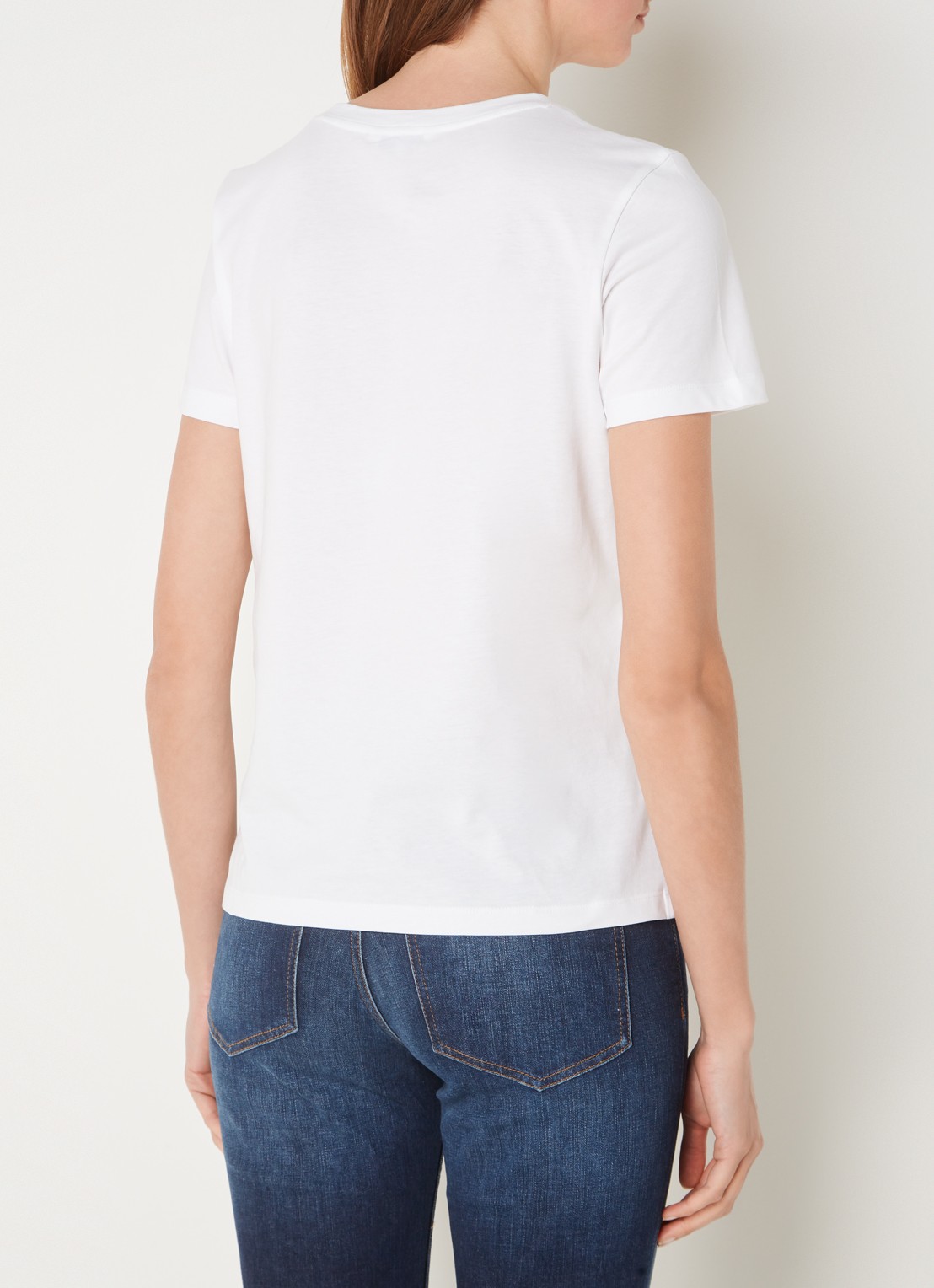 Tommy Hilfiger T-shirt met logoborduring en ronde hals - achterkant 4 wit