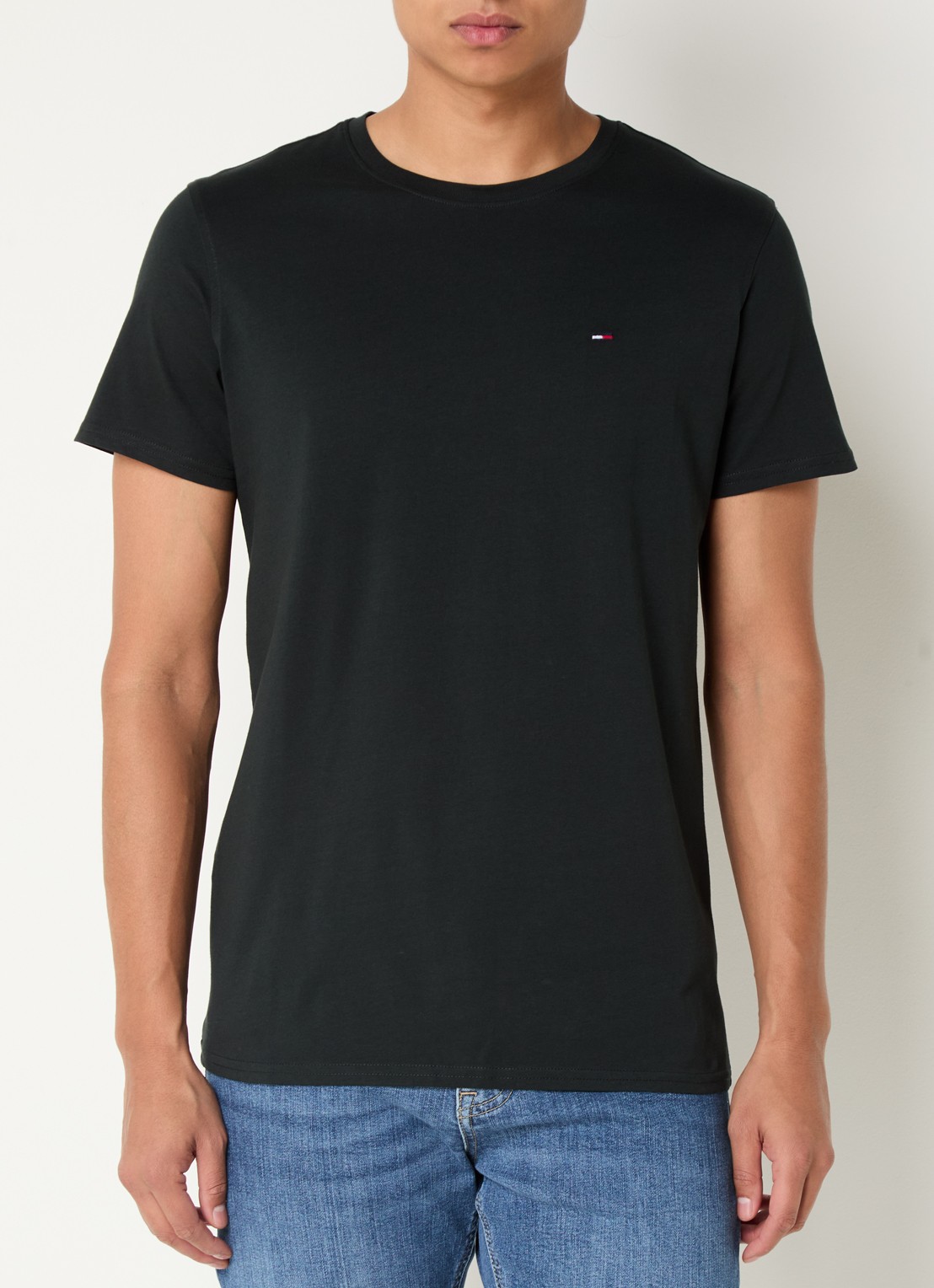 Tommy Hilfiger T-shirt met logoborduring  - detail zwart