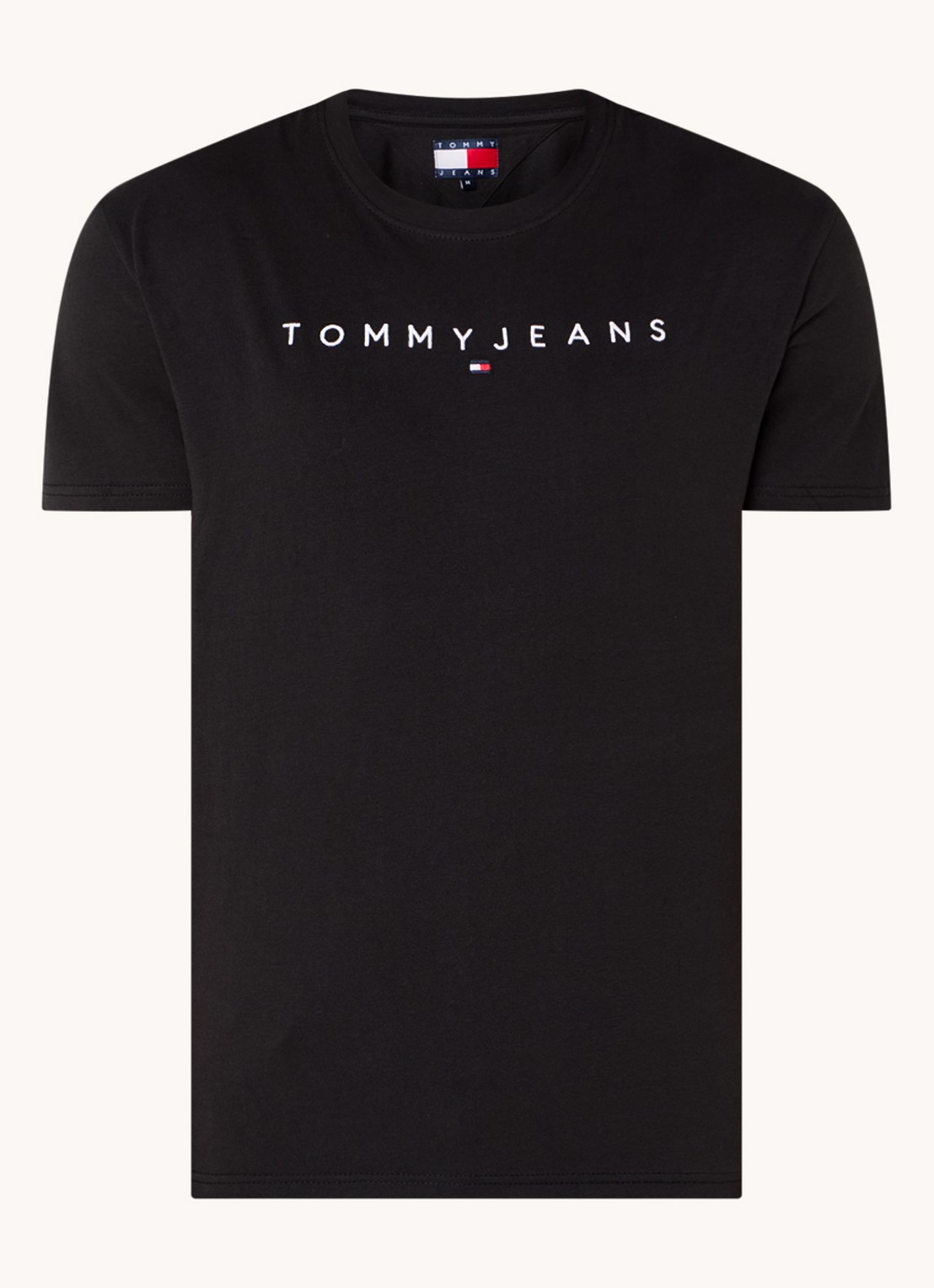 Tommy Hilfiger T-shirt met logoborduring - voorkant zwart