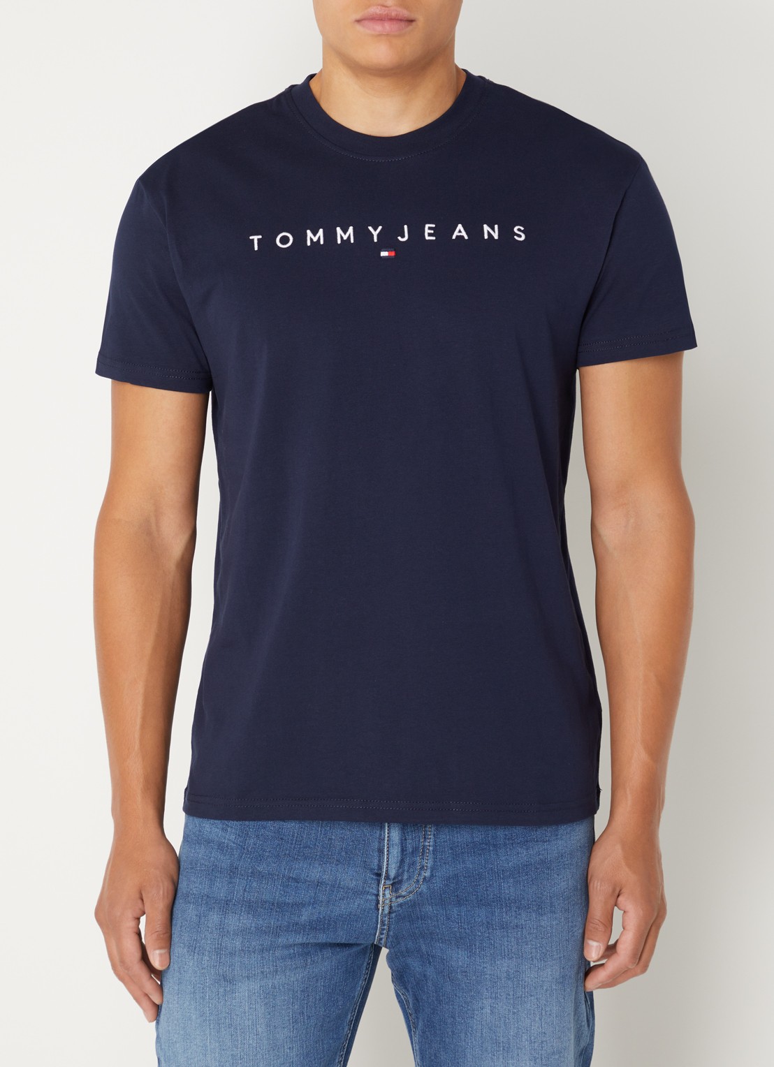 Tommy Hilfiger T-shirt met logoborduring - detail 4 donkerblauw