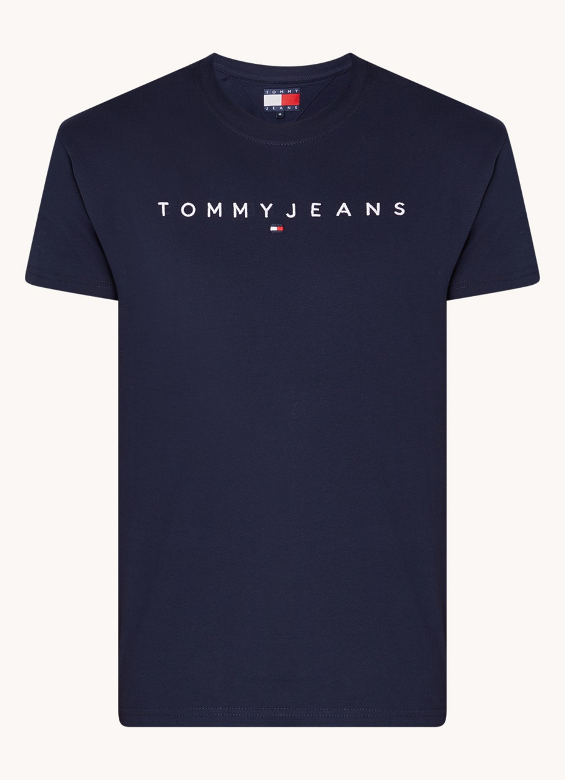 Tommy Hilfiger T-shirt met logoborduring - voorkant donkerblauw