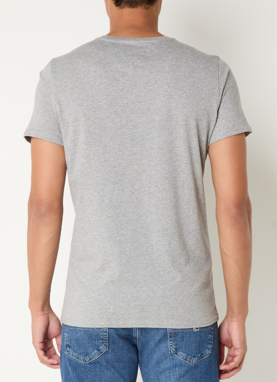 Tommy Hilfiger T-shirt met logoborduring  - achterkant grijsmele