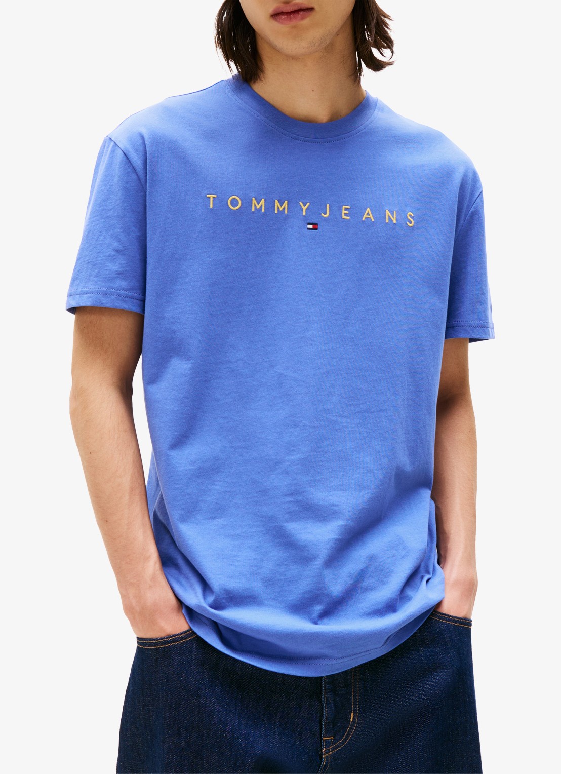 Tommy Hilfiger T-shirt met logoborduring - detail donkerblauw