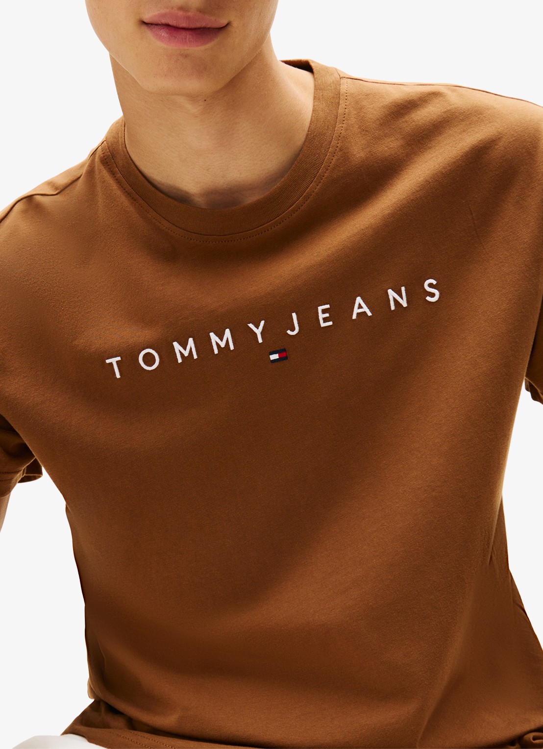 Tommy Hilfiger T-shirt met logoborduring - detail 2 bruin