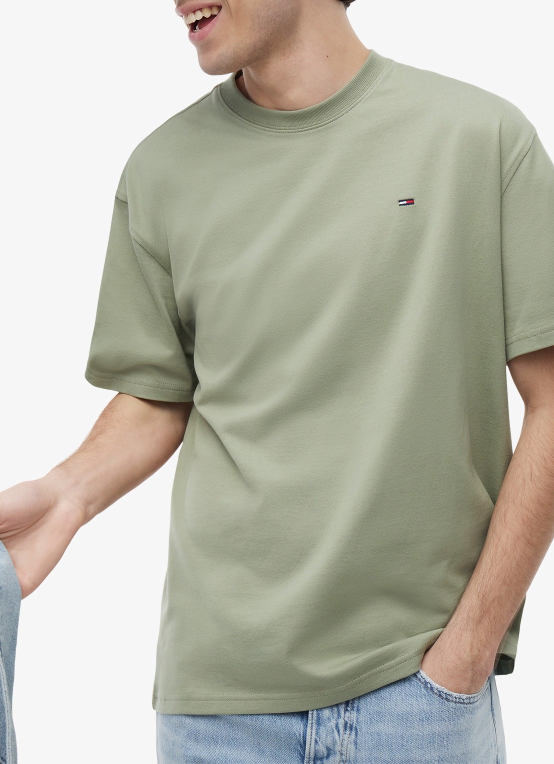 Tommy Hilfiger T-shirt met logoborduring - detail 5 olijfgroen