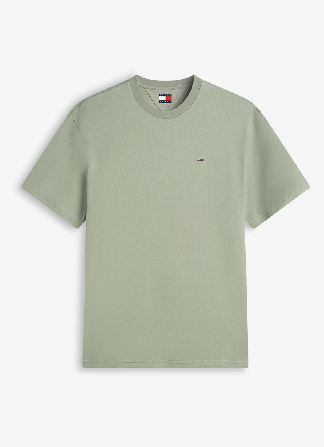Tommy Hilfiger T-shirt met logoborduring - voorkant olijfgroen