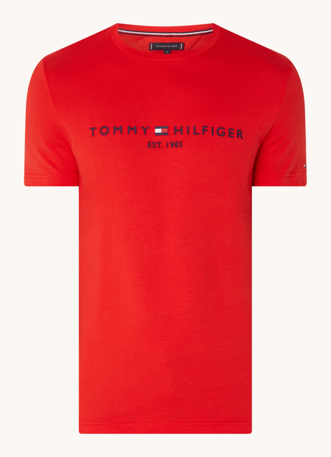 Tommy Hilfiger T-shirt met logoborduring  - voorkant 2 fireworks / rood
