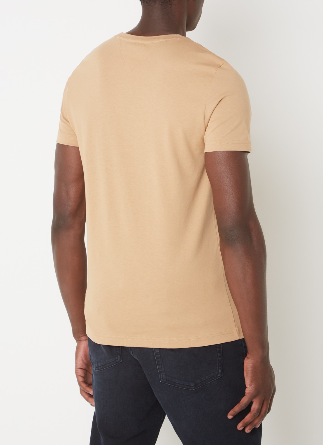 Tommy Hilfiger T-shirt met logoborduring  - achterkant 3 classic khaki / beige