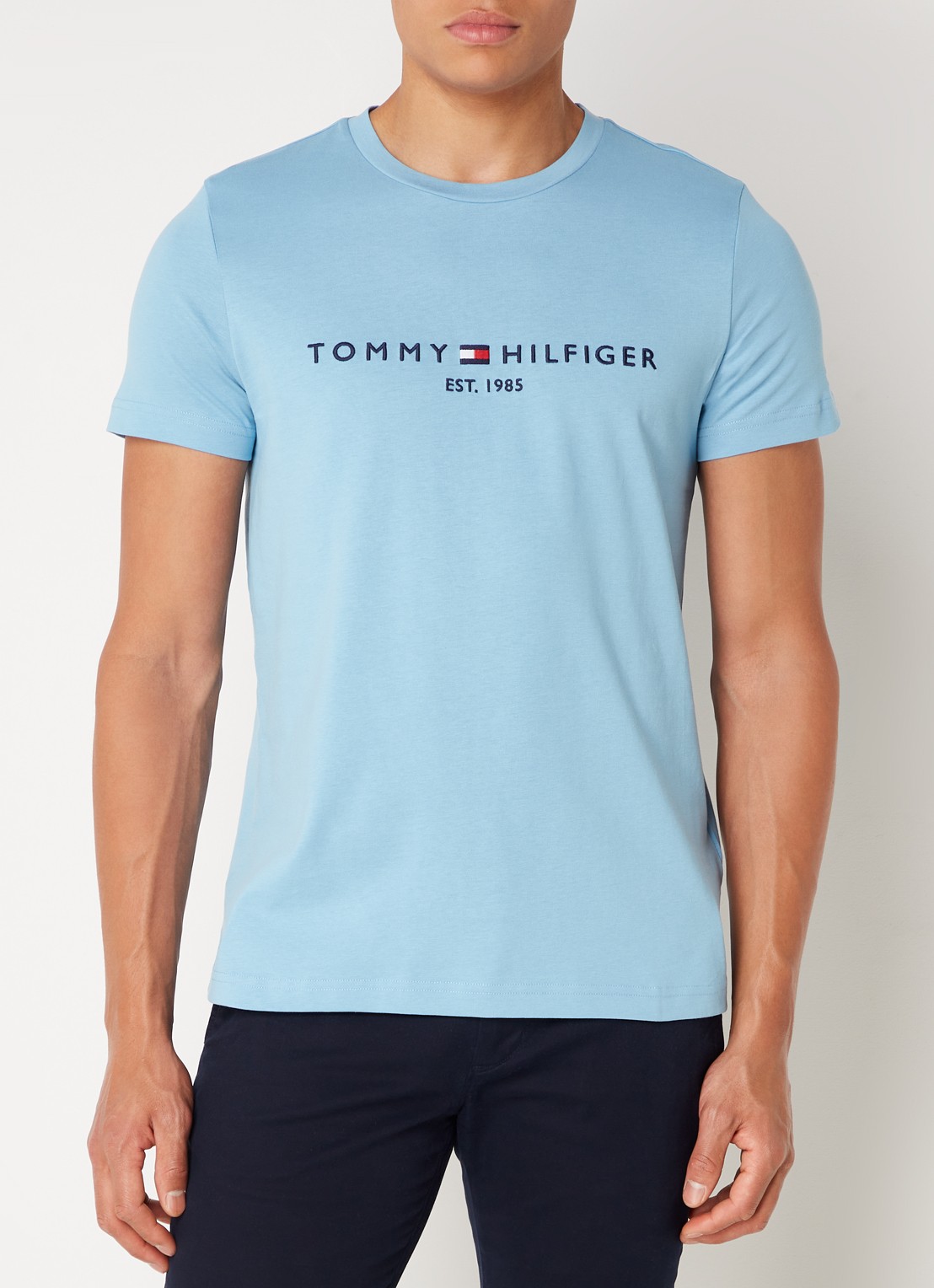 Tommy Hilfiger T-shirt met logoborduring  - detail 2 sleepy blue / blauw
