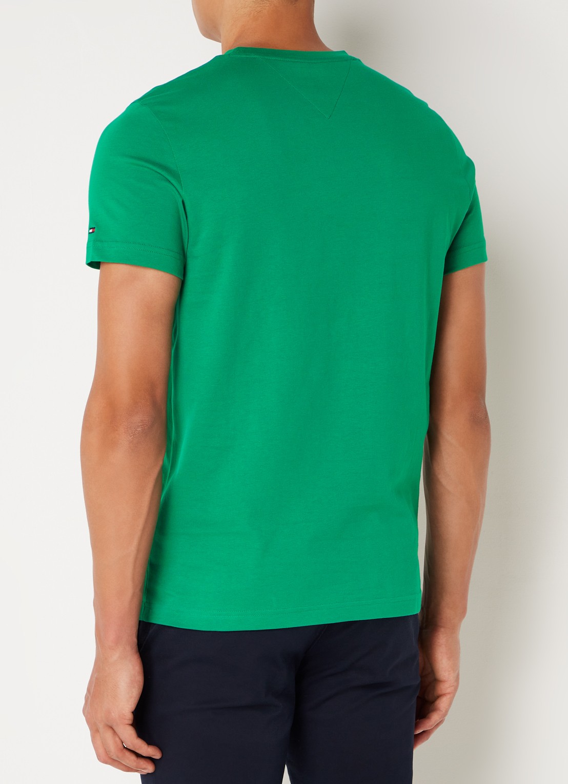 Tommy Hilfiger T-shirt met logoborduring  - achterkant olympic green / groen