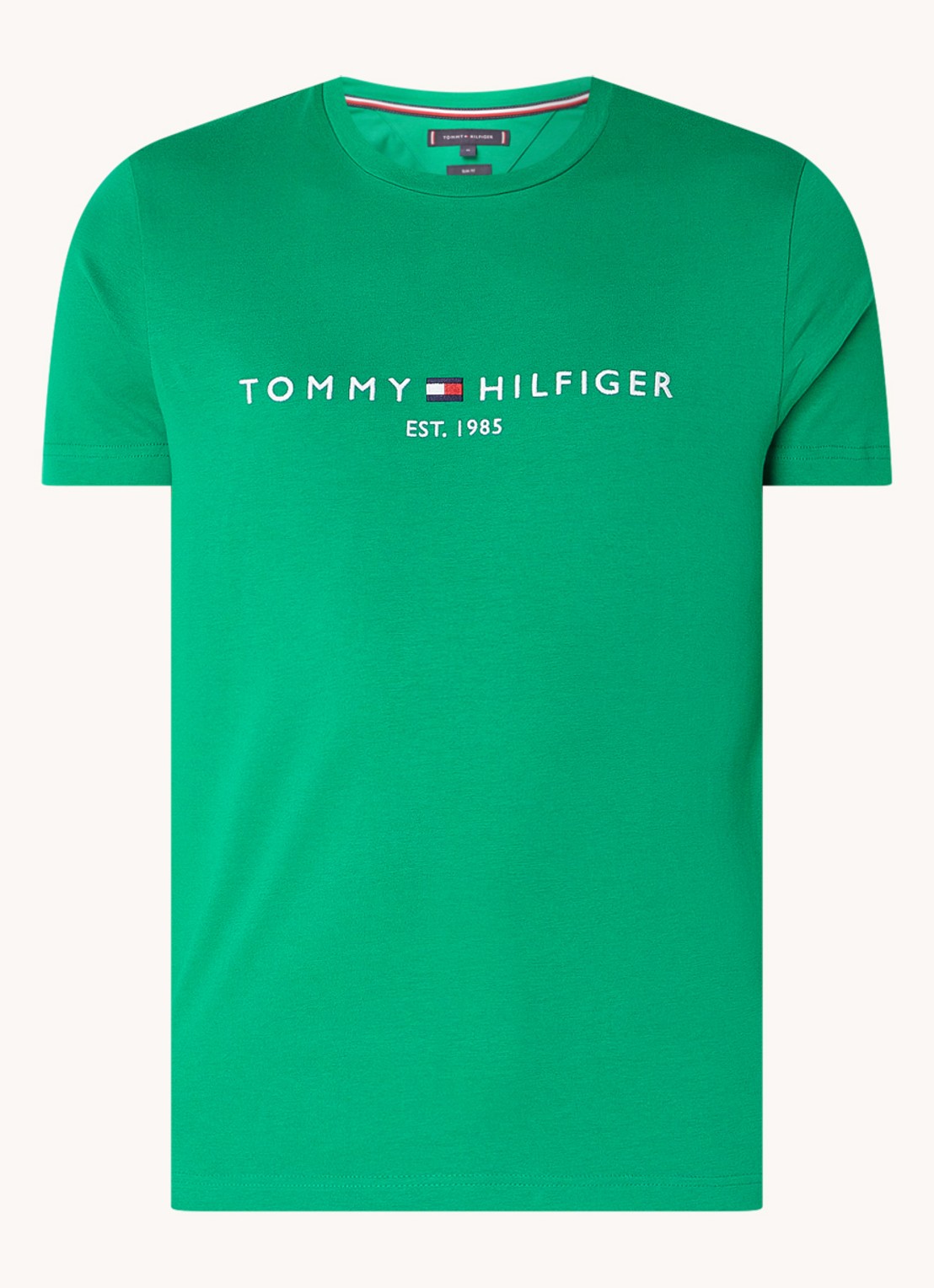 Tommy Hilfiger T-shirt met logoborduring  - voorkant 3 olympic green / groen