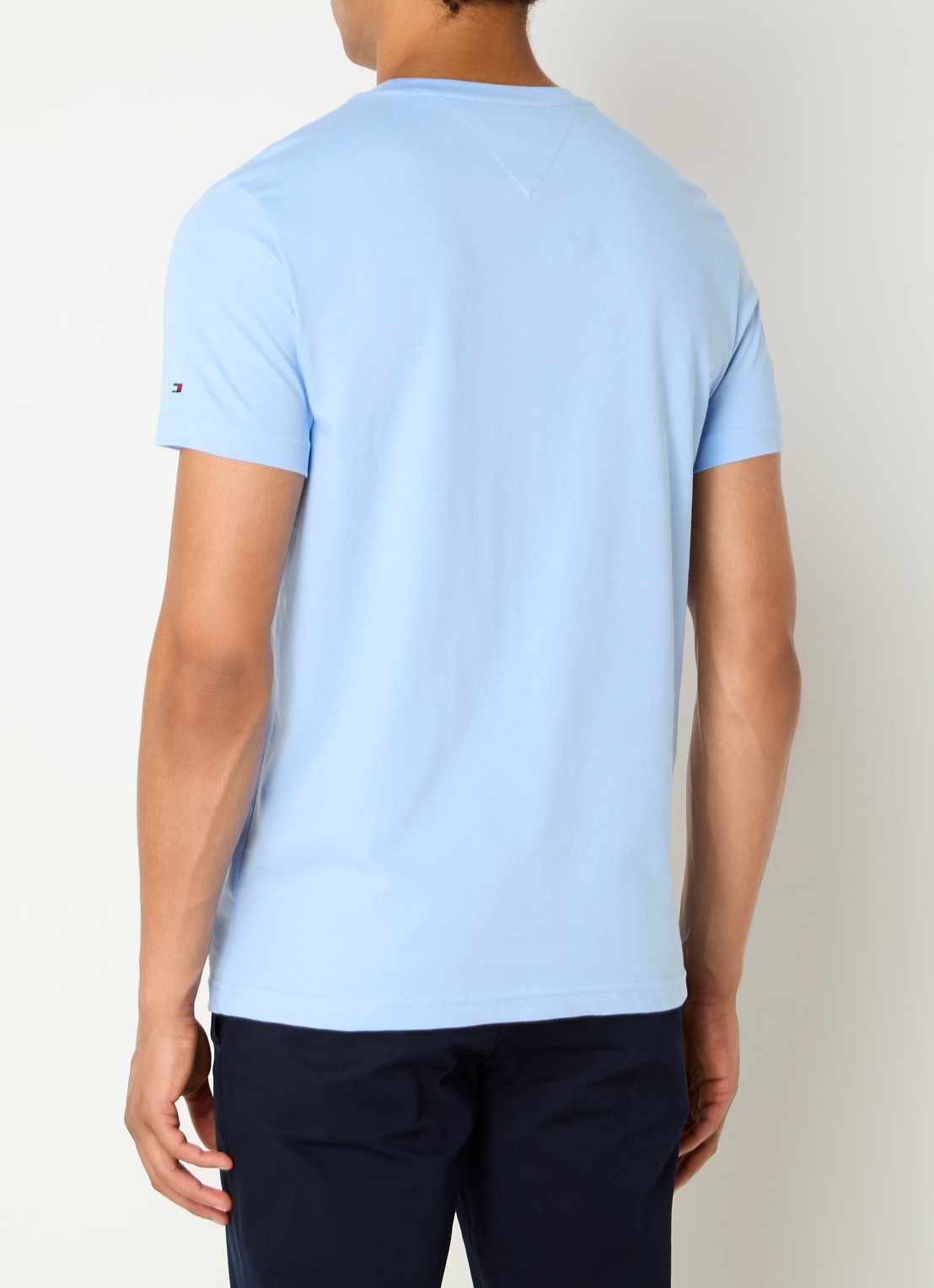 Tommy Hilfiger T-shirt met logoborduring  - achterkant 4 vessel blue / blauw