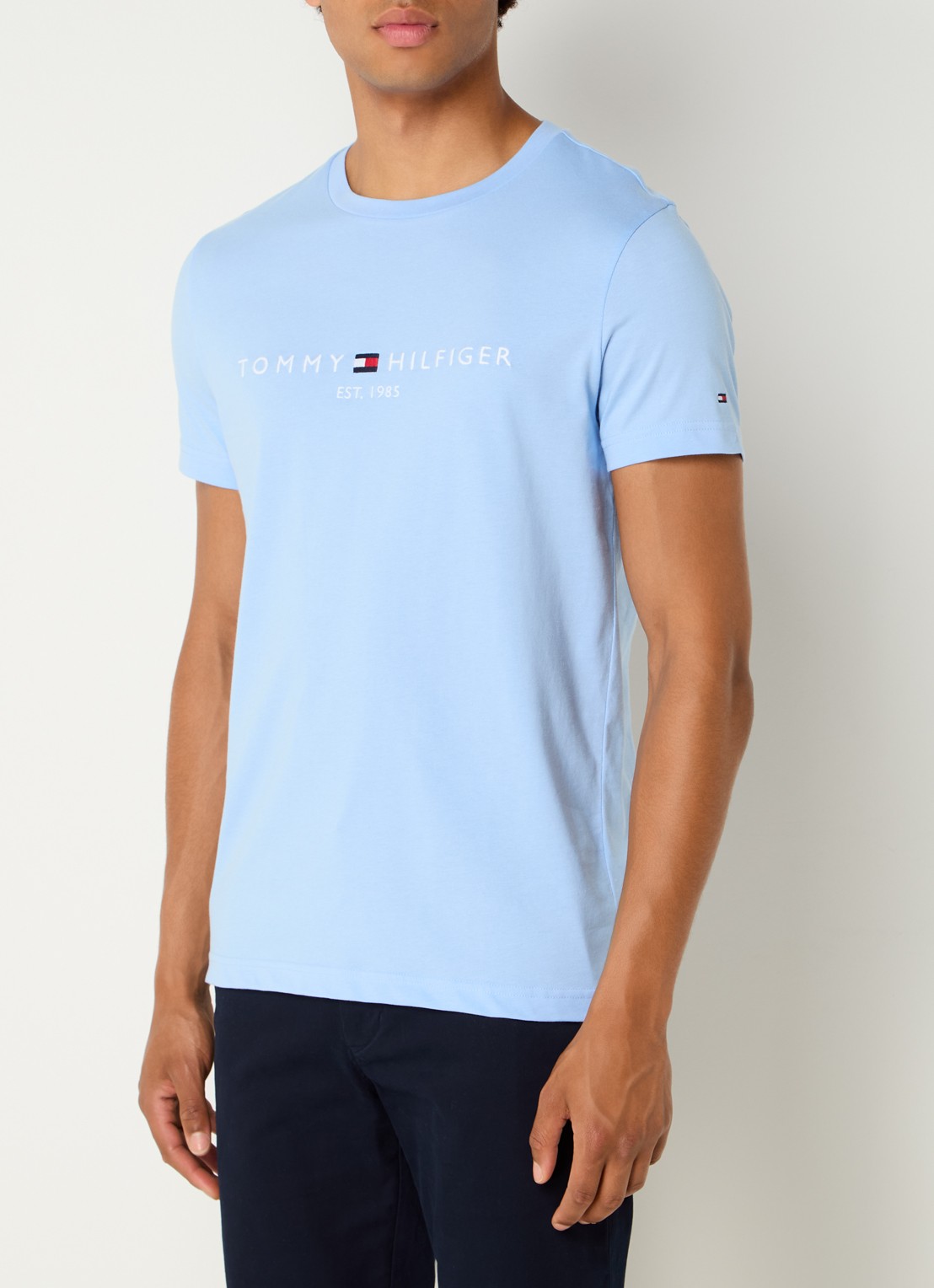 Tommy Hilfiger T-shirt met logoborduring  - detail vessel blue / blauw