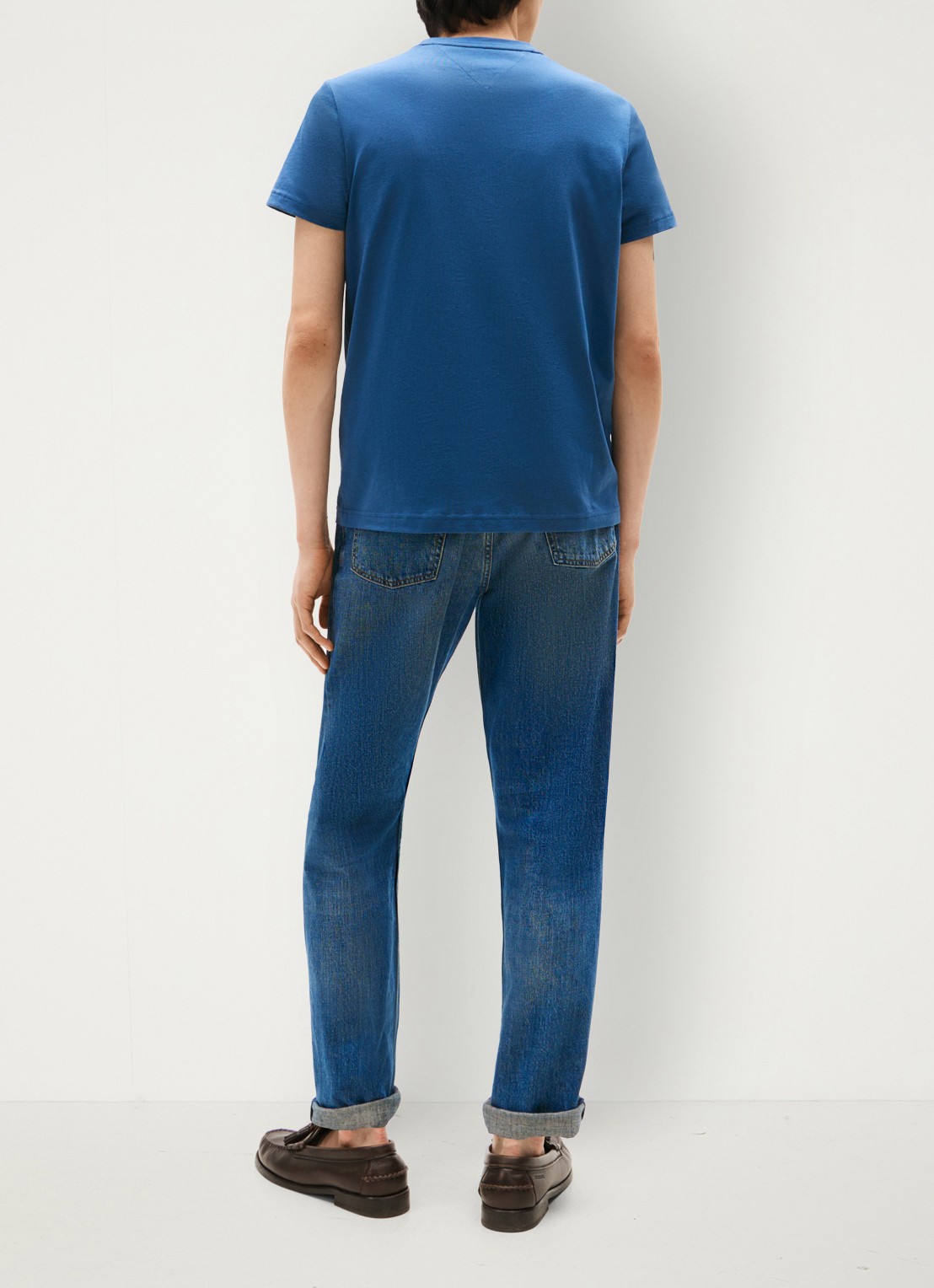 Tommy Hilfiger T-shirt met logoborduring  - achterkant 5 aegean sea / blauw
