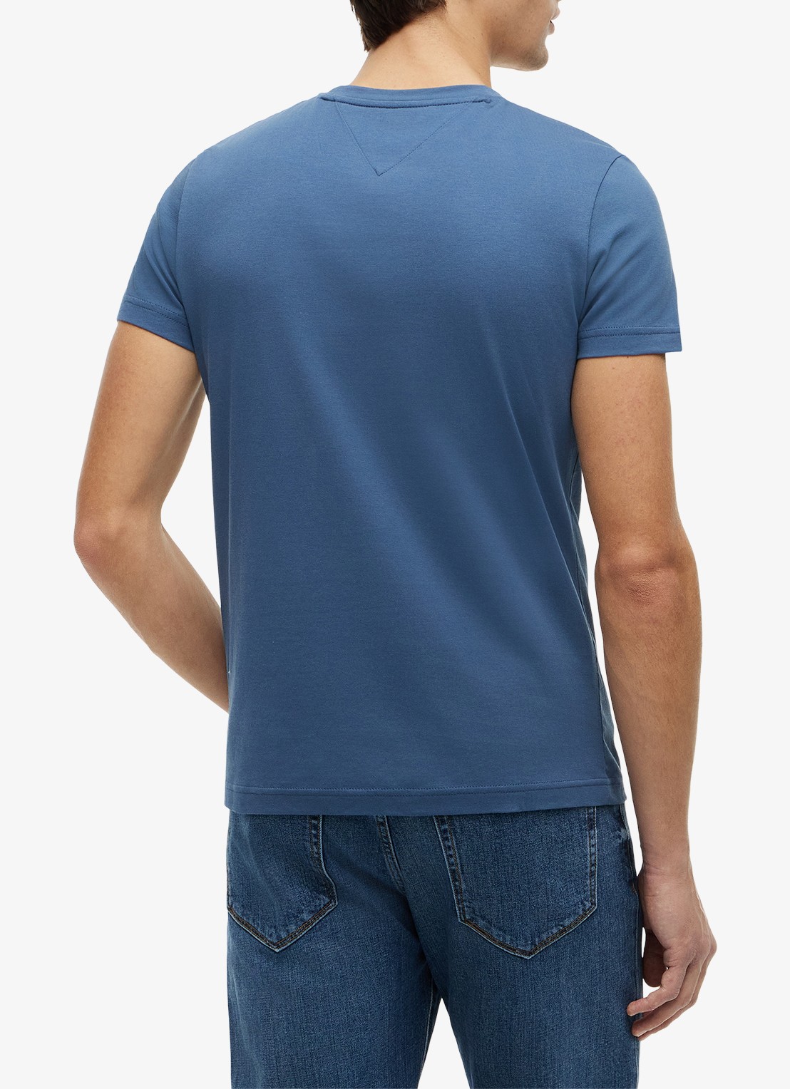 Tommy Hilfiger T-shirt met logoborduring  - achterkant 5 aegean sea / blauw