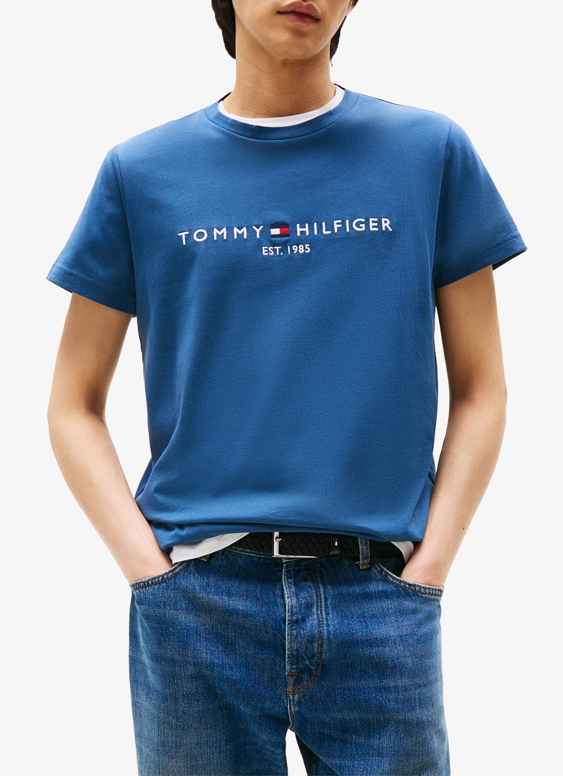 Tommy Hilfiger T-shirt met logoborduring  - detail aegean sea / blauw