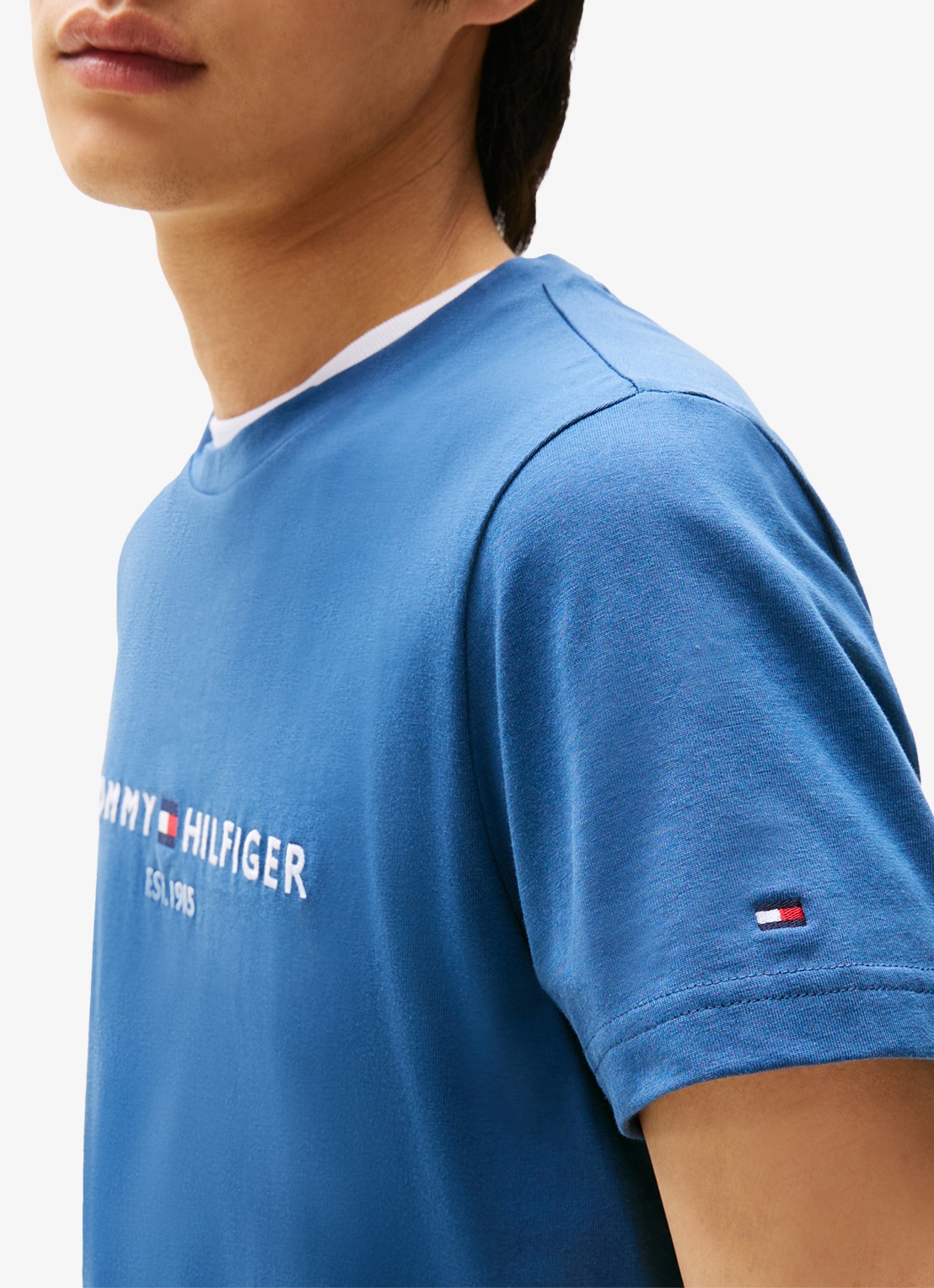 Tommy Hilfiger T-shirt met logoborduring  - detail 2 aegean sea / blauw