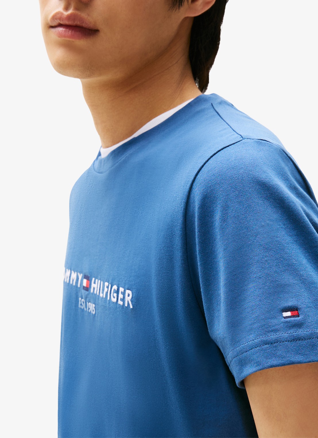 Tommy Hilfiger T-shirt met logoborduring  - detail 2 aegean sea / blauw